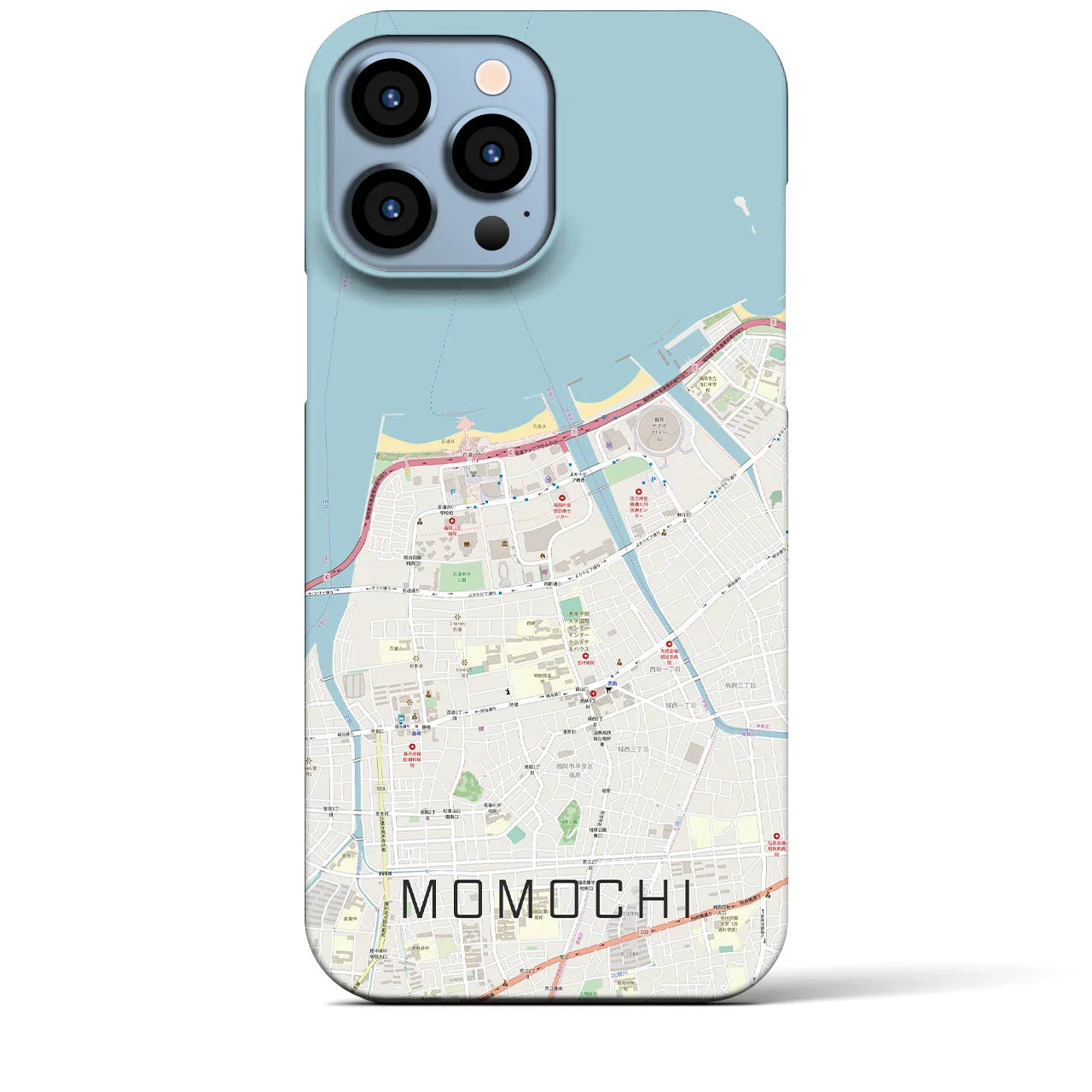 【百道(福岡県)】地図柄iPhoneケース(バックカバータイプ)