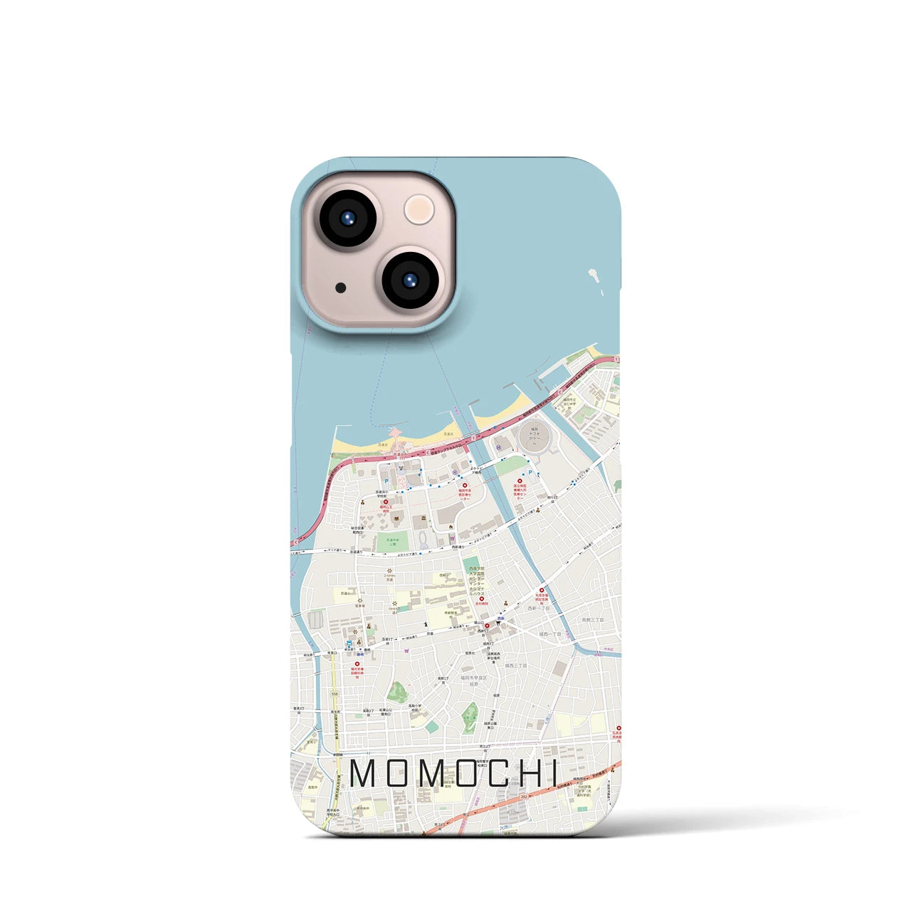 【百道(福岡県)】地図柄iPhoneケース(バックカバータイプ)