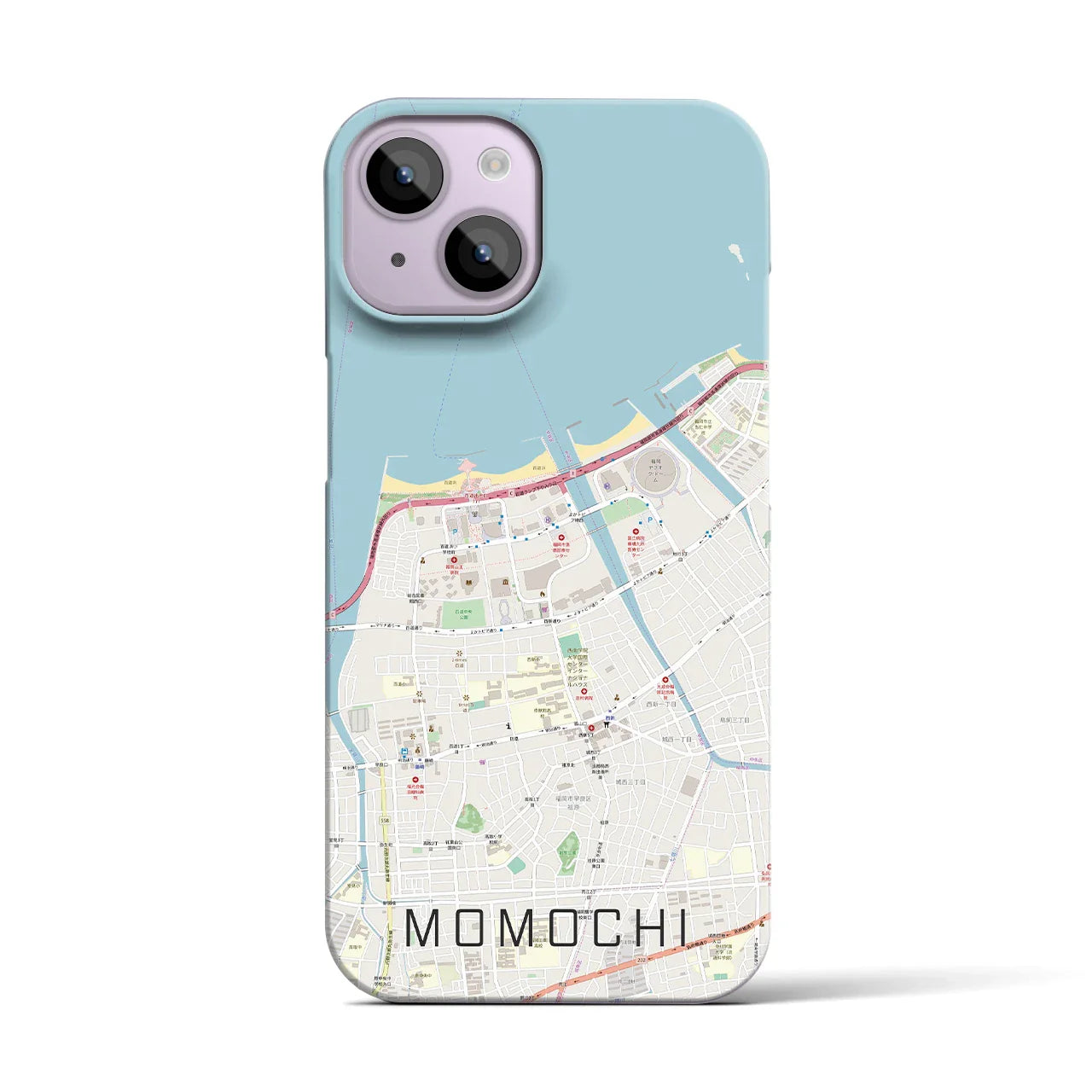 【百道(福岡県)】地図柄iPhoneケース(バックカバータイプ)