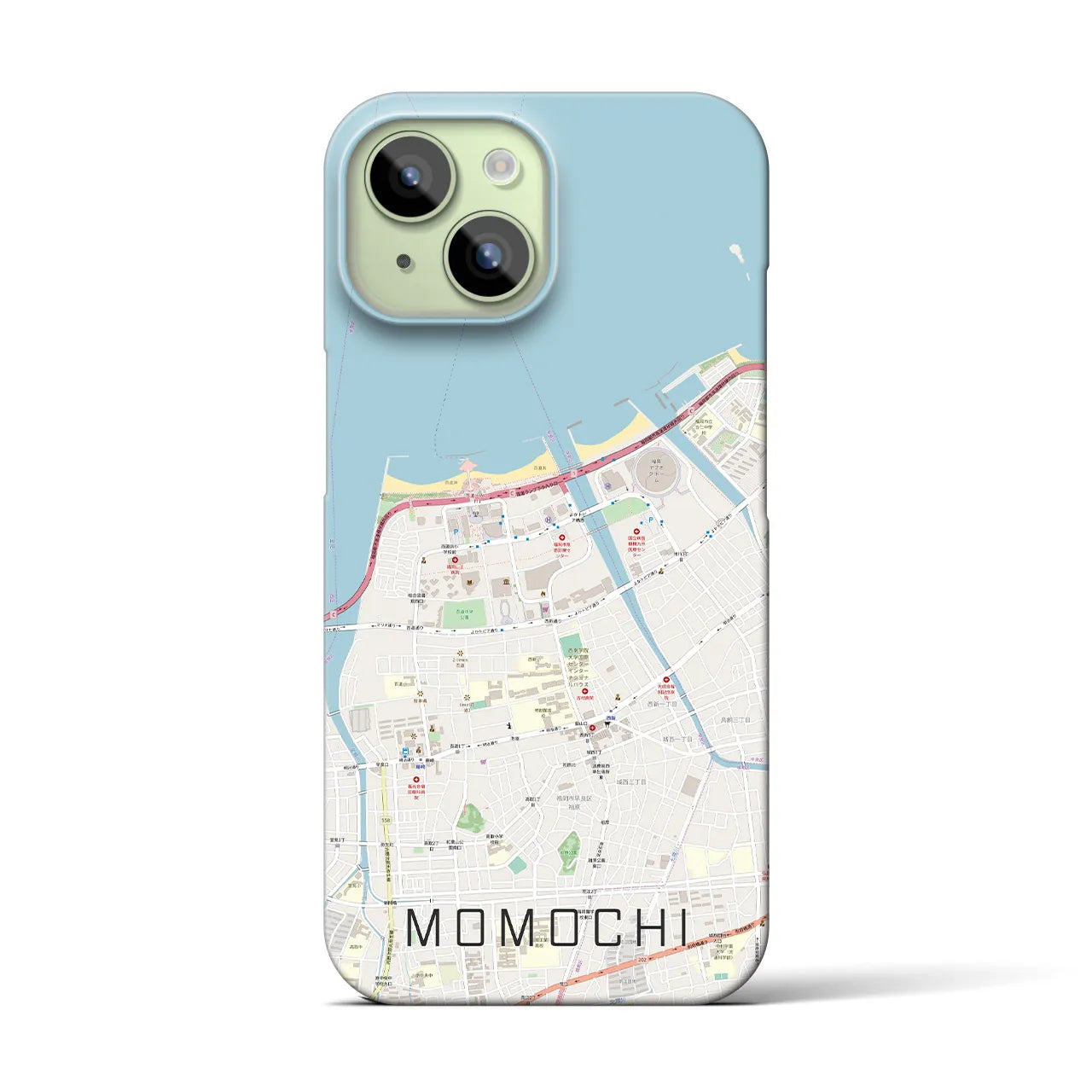 【百道(福岡県)】地図柄iPhoneケース(バックカバータイプ)