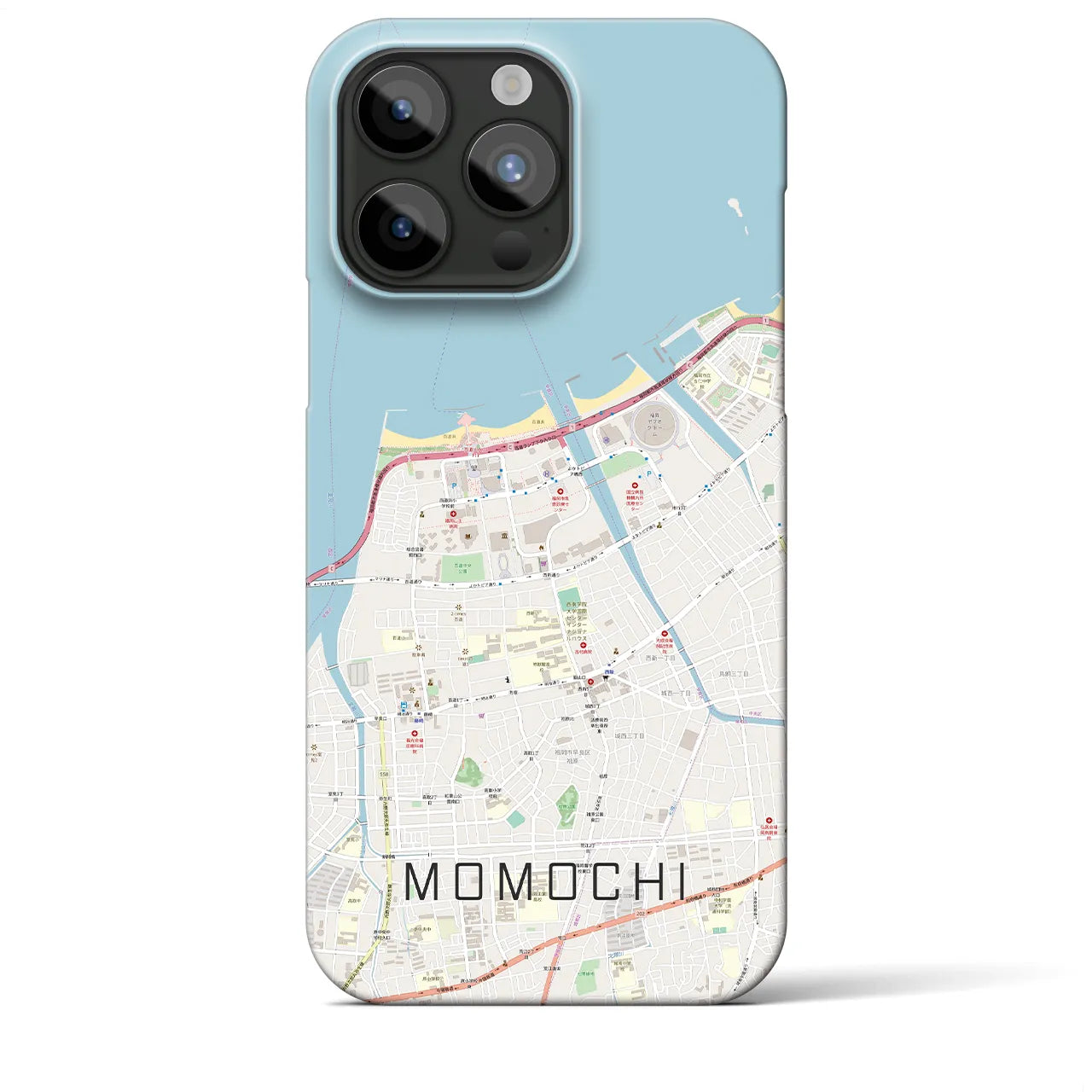 【百道(福岡県)】地図柄iPhoneケース(バックカバータイプ)