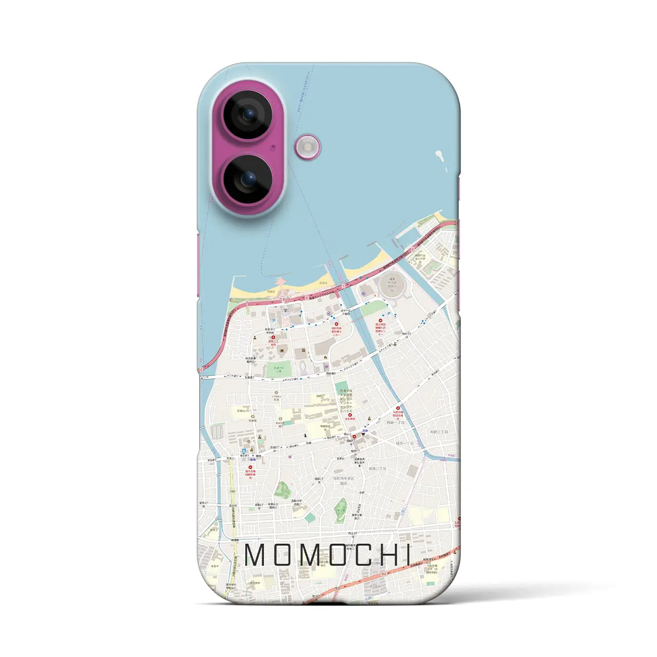 【百道(福岡県)】地図柄iPhoneケース(バックカバータイプ)