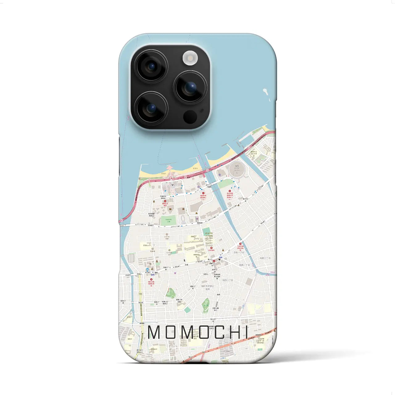 【百道(福岡県)】地図柄iPhoneケース(バックカバータイプ)