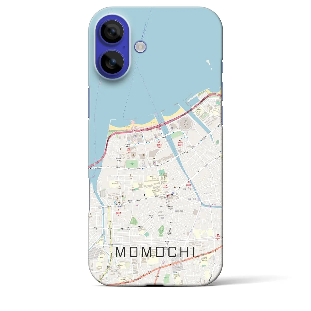 【百道(福岡県)】地図柄iPhoneケース(バックカバータイプ)ナチュラル・iPhone 16 Pro Max 用