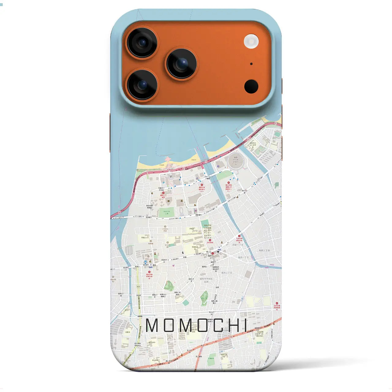 【百道(福岡県)】地図柄iPhoneケース(バックカバータイプ)