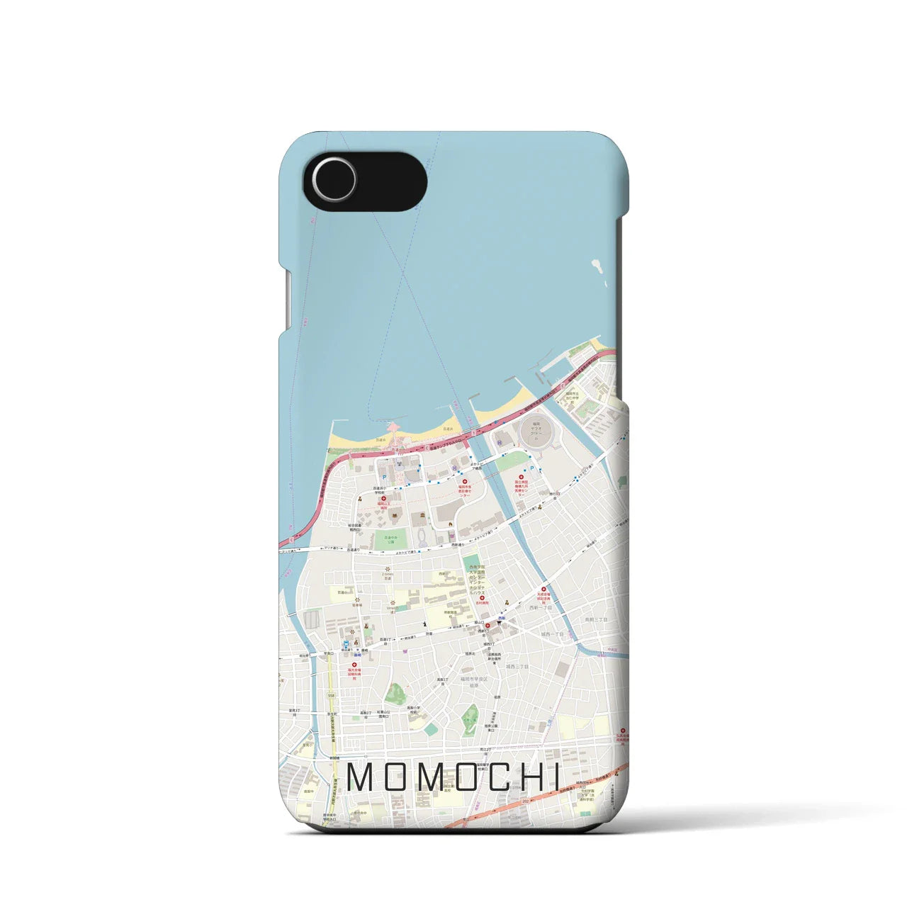 【百道(福岡県)】地図柄iPhoneケース(バックカバータイプ)