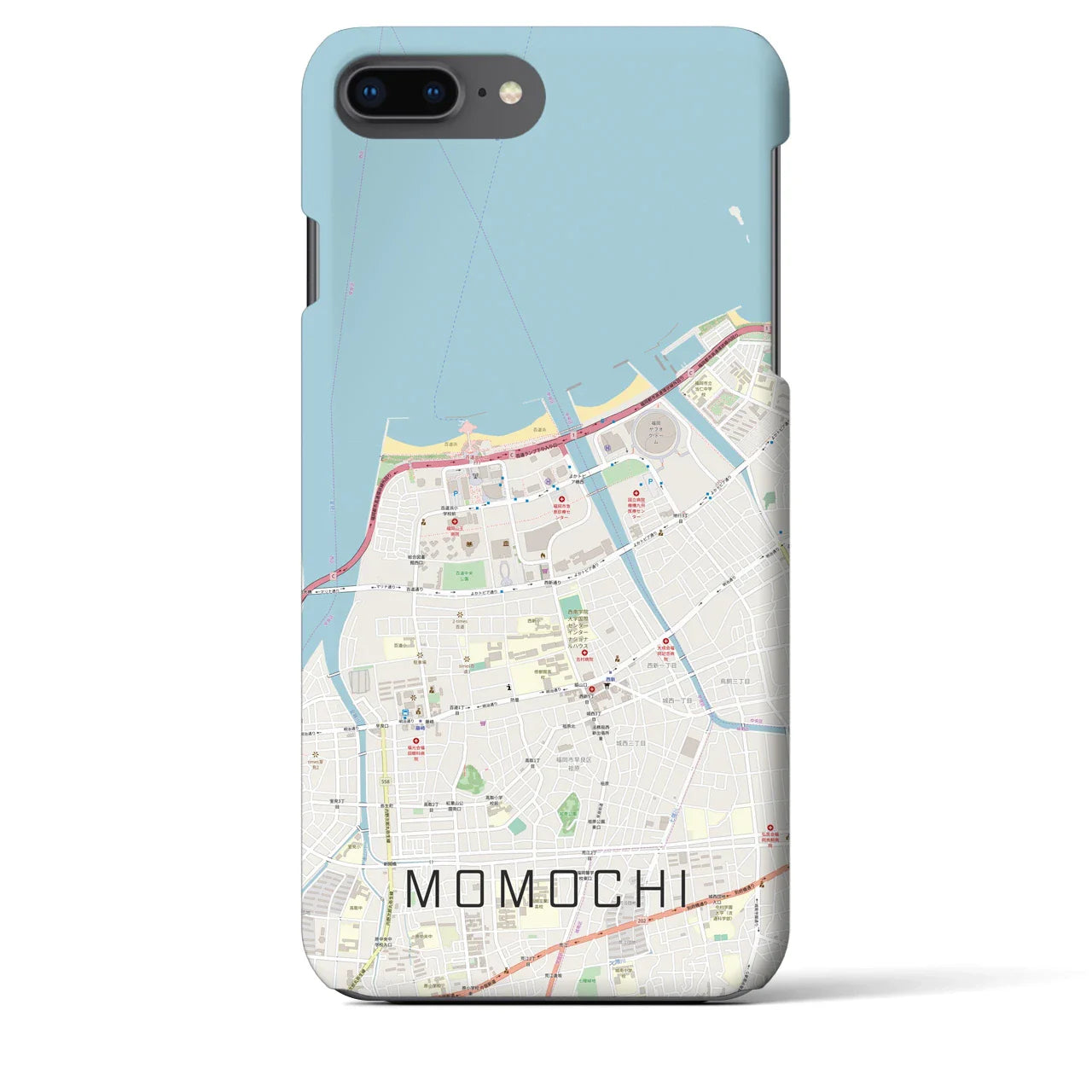 【百道(福岡県)】地図柄iPhoneケース(バックカバータイプ)
