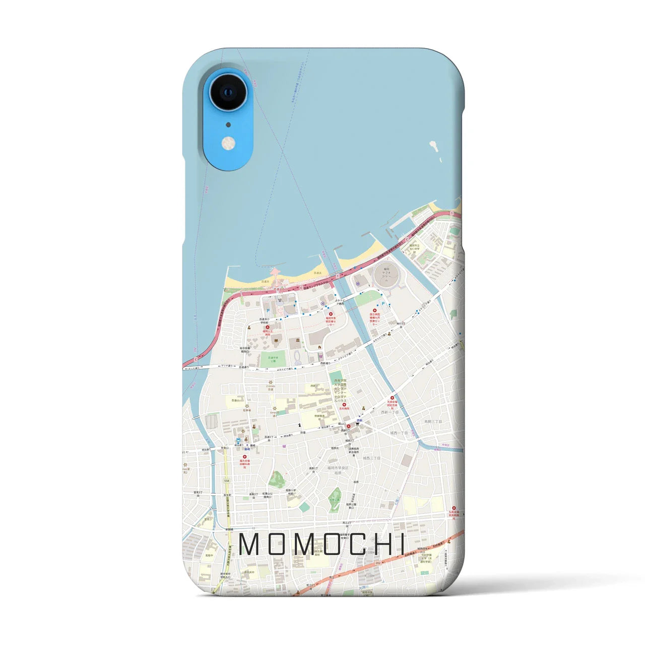 【百道(福岡県)】地図柄iPhoneケース(バックカバータイプ)