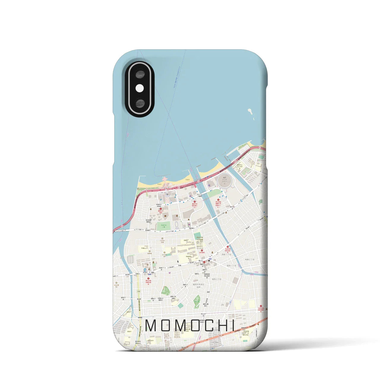 【百道(福岡県)】地図柄iPhoneケース(バックカバータイプ)