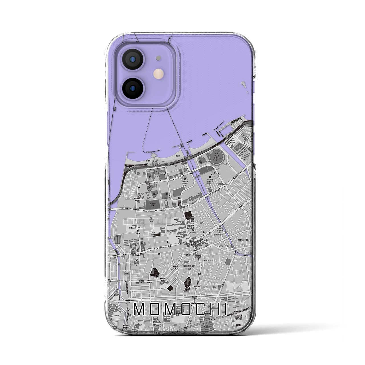 【百道(福岡県)】地図柄iPhoneケース(クリアタイプ)