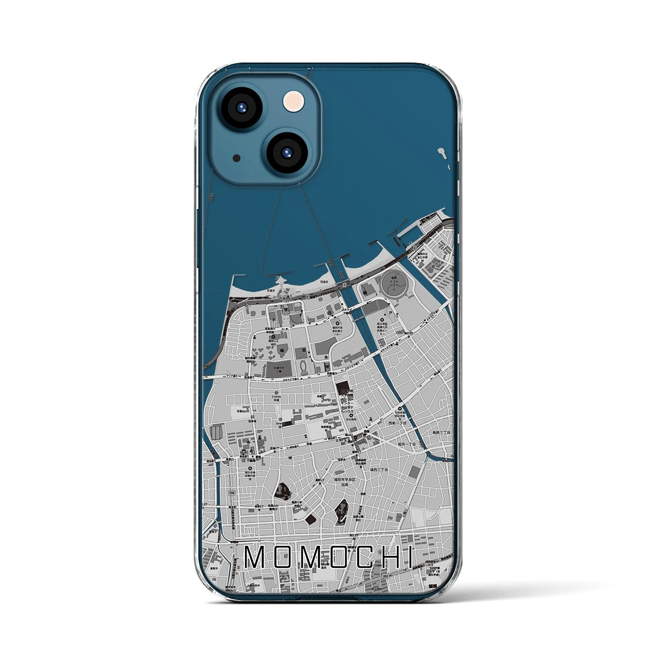 【百道(福岡県)】地図柄iPhoneケース(クリアタイプ)