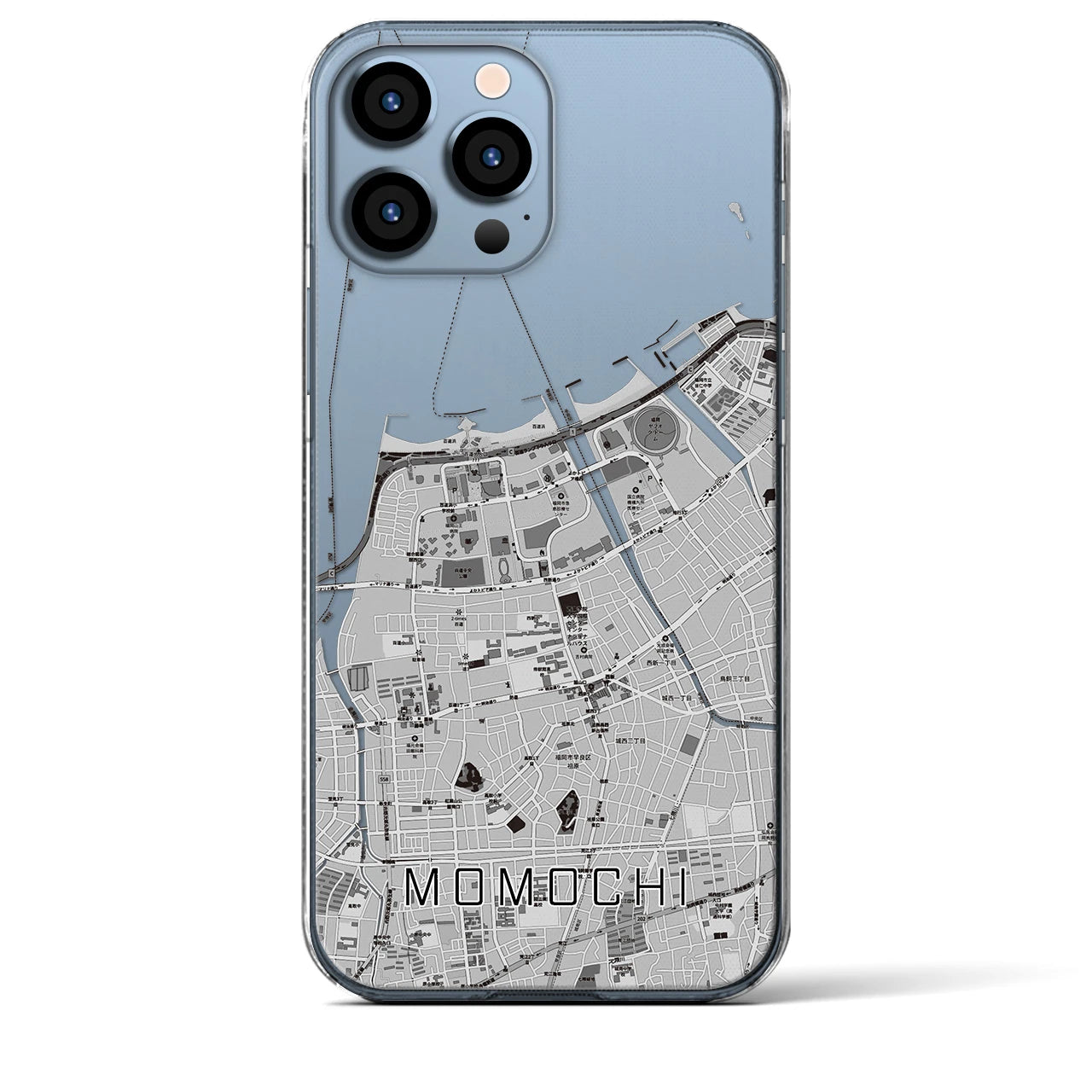 【百道(福岡県)】地図柄iPhoneケース(クリアタイプ)