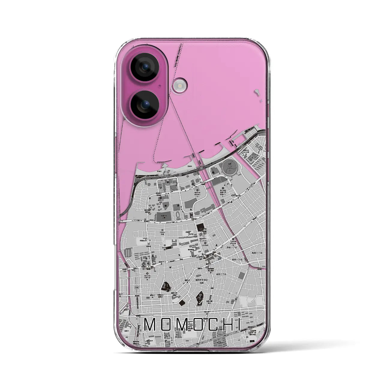 【百道(福岡県)】地図柄iPhoneケース(クリアタイプ)