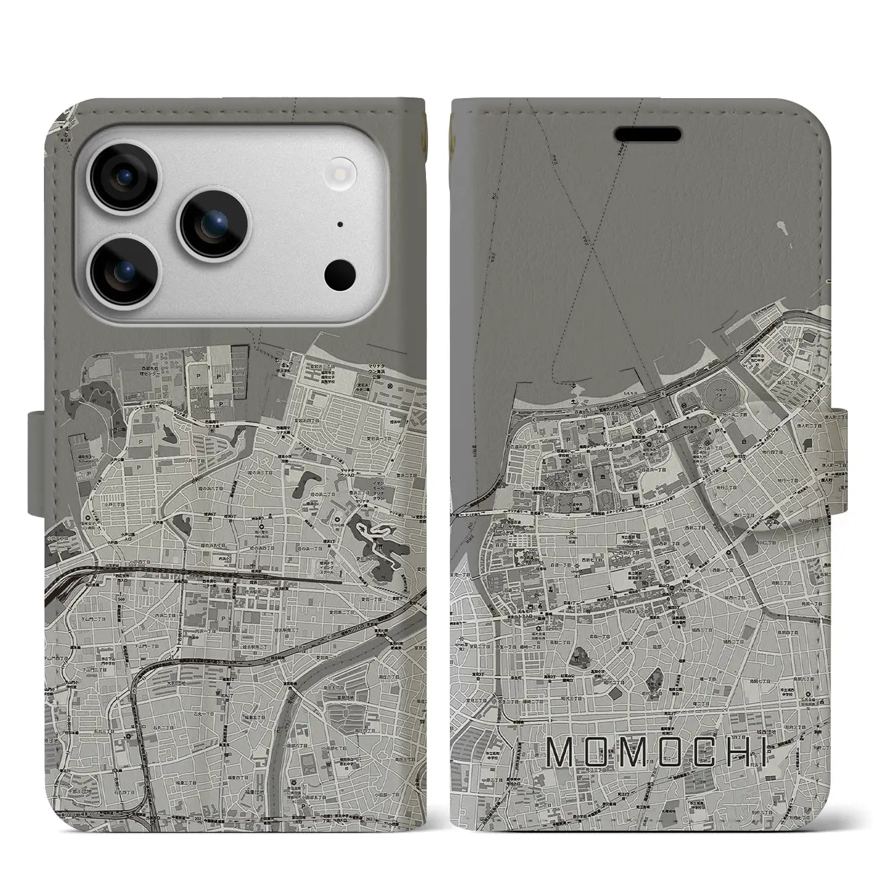 【百道(福岡県)】地図柄iPhoneケース(手帳タイプ)