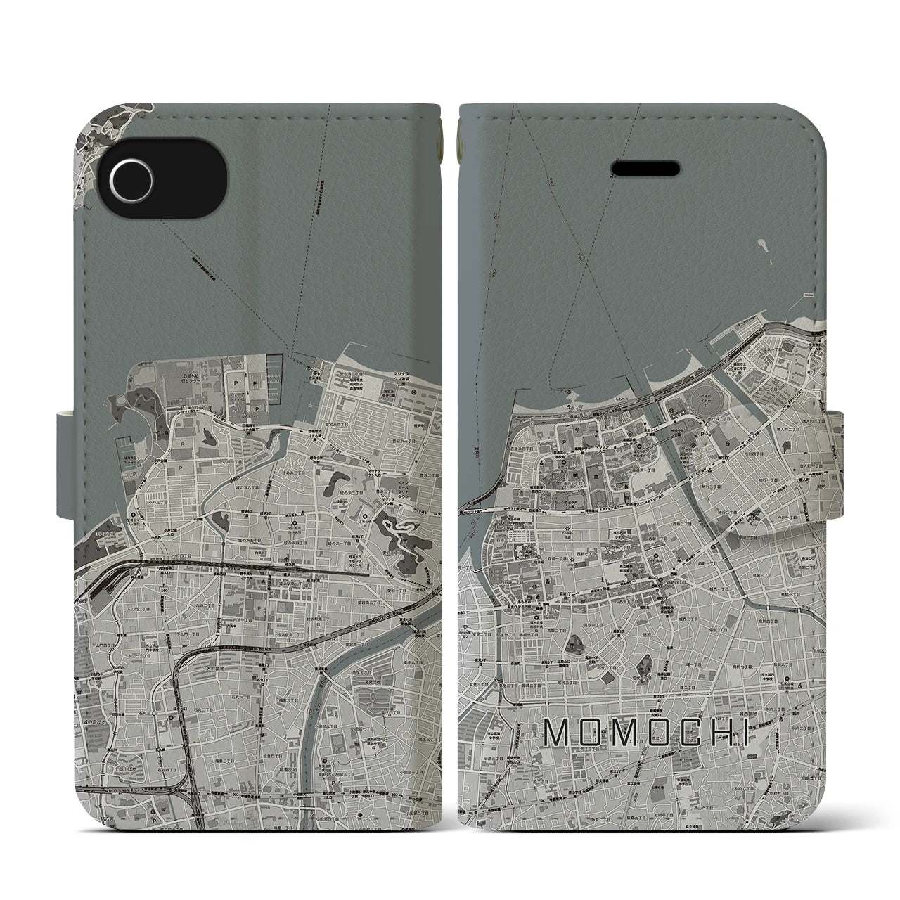 【百道(福岡県)】地図柄iPhoneケース(手帳タイプ)