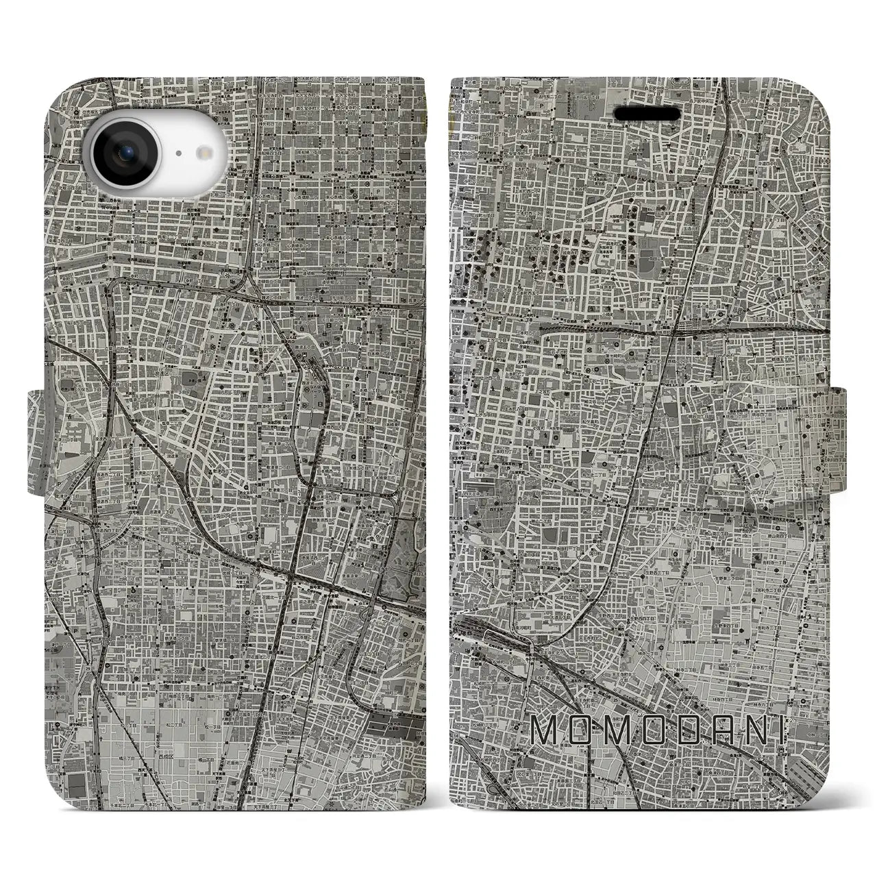 【桃谷(大阪府)】地図柄iPhoneケース(手帳タイプ)