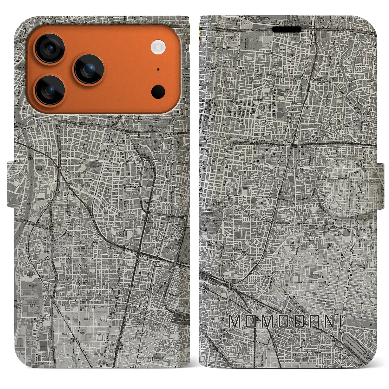 【桃谷(大阪府)】地図柄iPhoneケース(手帳タイプ)