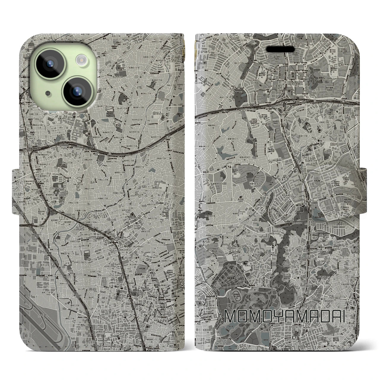 【桃山台(大阪府)】地図柄iPhoneケース(手帳タイプ)