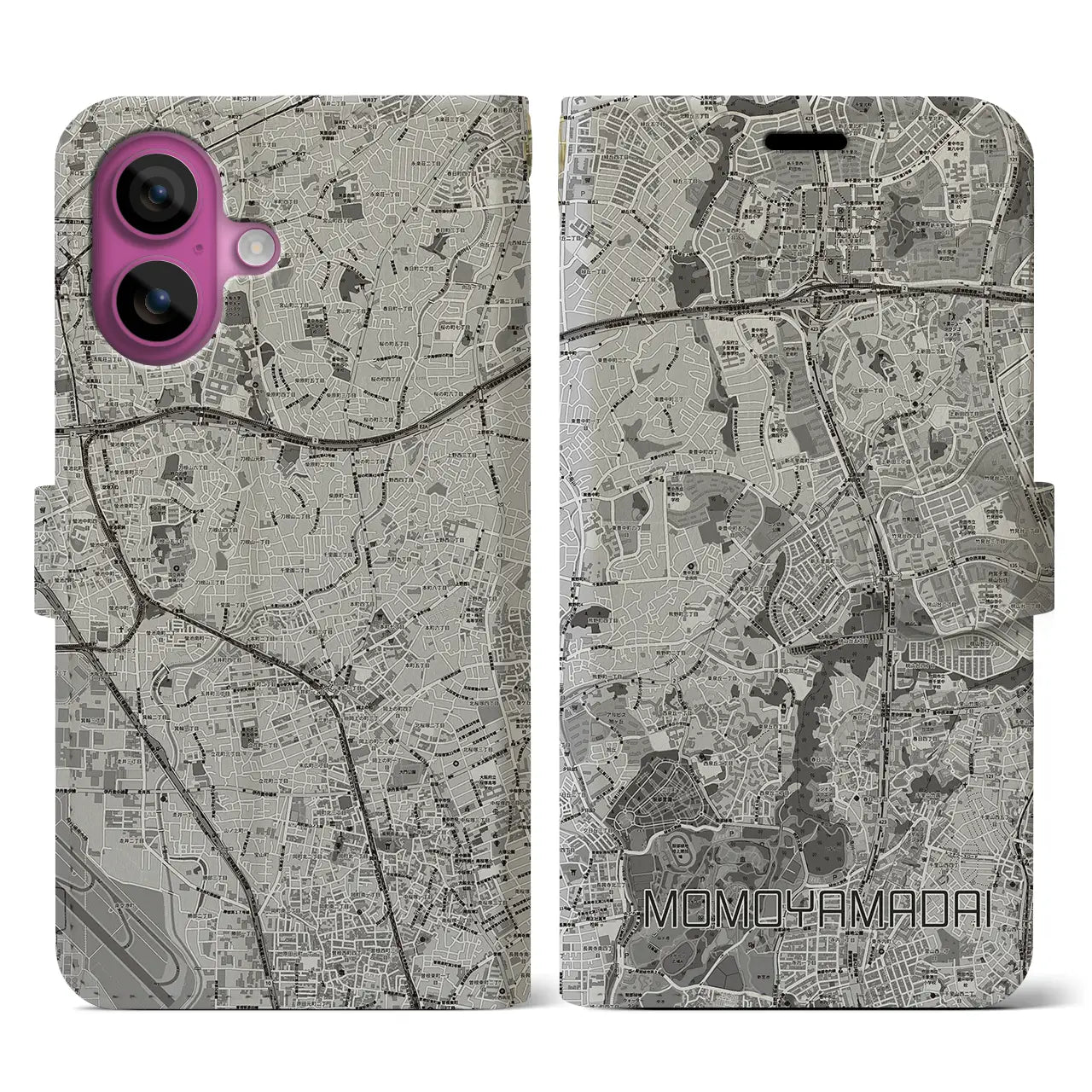 【桃山台(大阪府)】地図柄iPhoneケース(手帳タイプ)