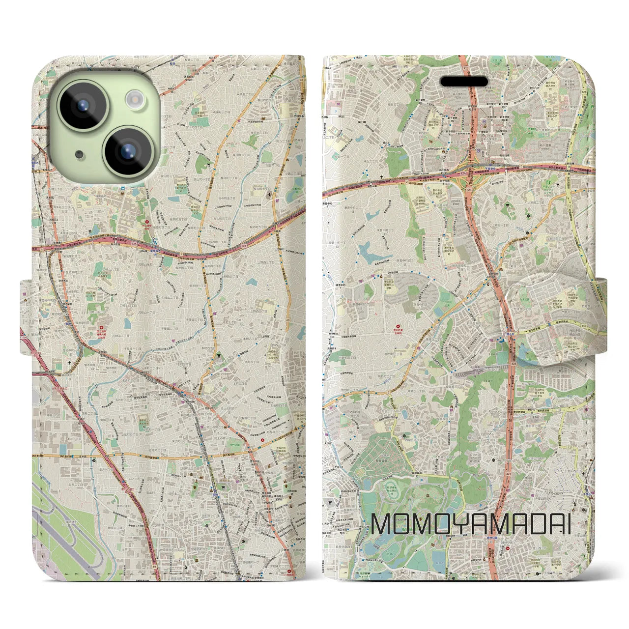 【桃山台(大阪府)】地図柄iPhoneケース(手帳タイプ)