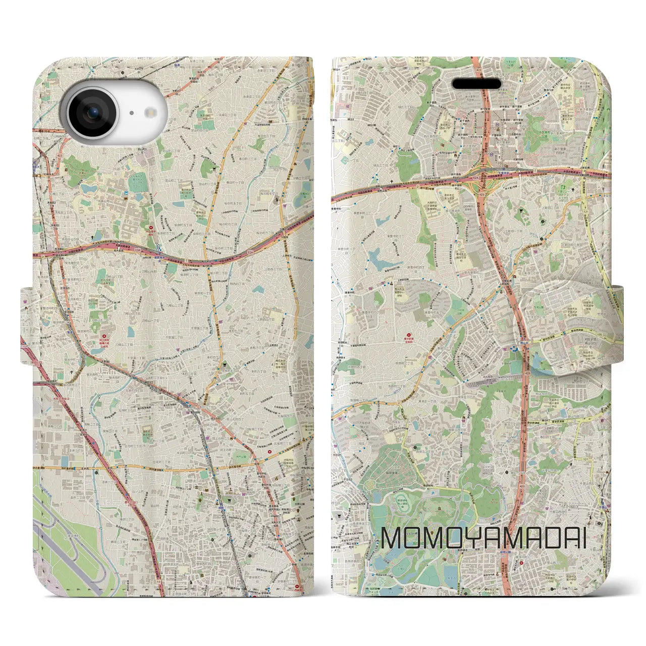 【桃山台(大阪府)】地図柄iPhoneケース(手帳タイプ)