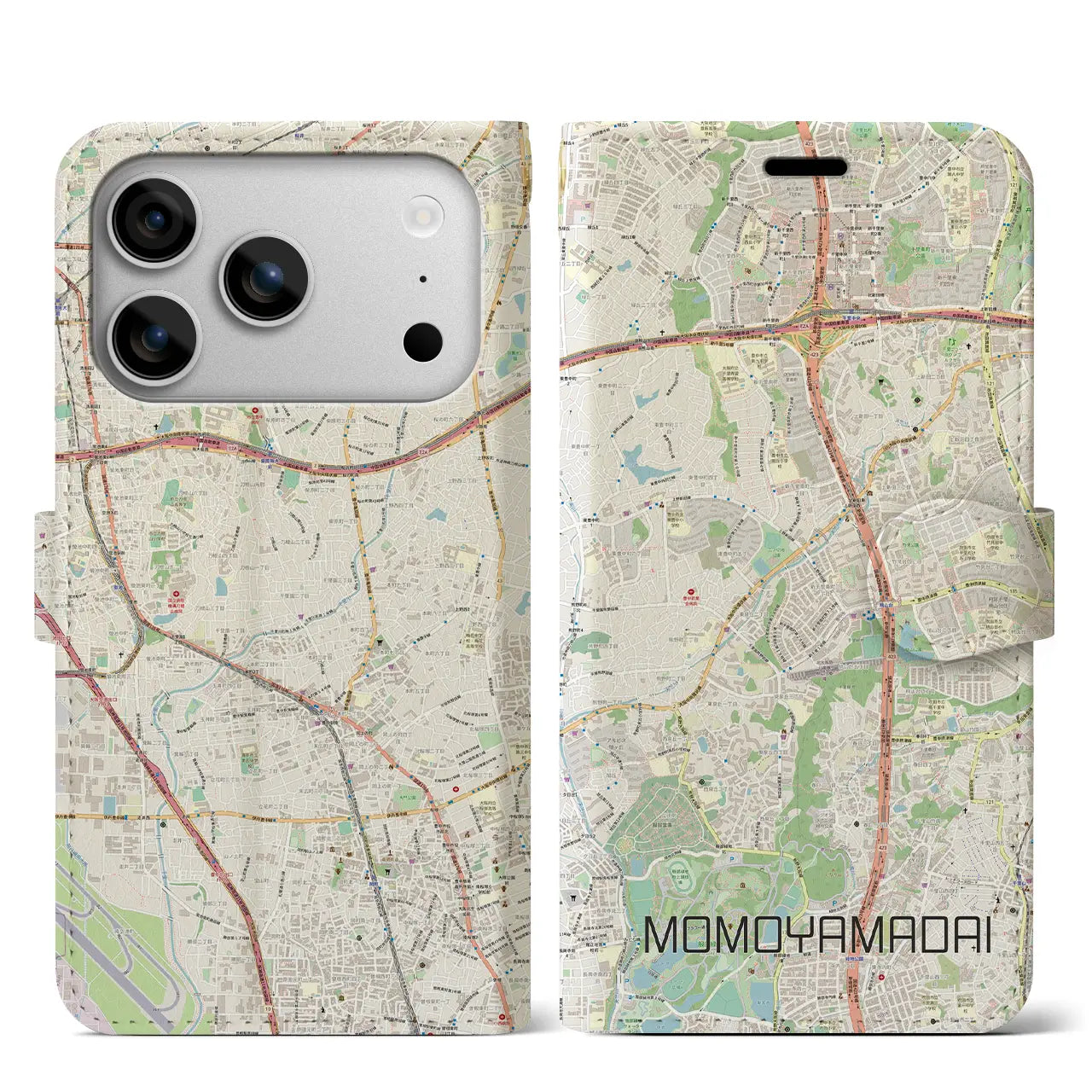 【桃山台(大阪府)】地図柄iPhoneケース(手帳タイプ)