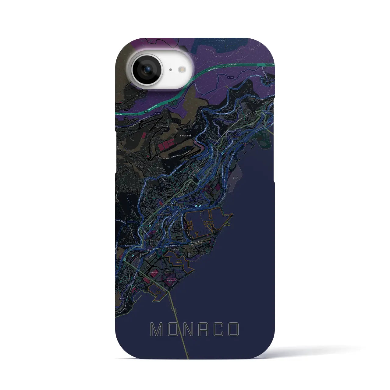 【モナコ】地図柄iPhoneケース(バックカバータイプ)