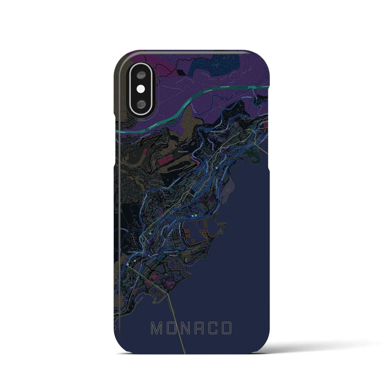 【モナコ】地図柄iPhoneケース(バックカバータイプ)