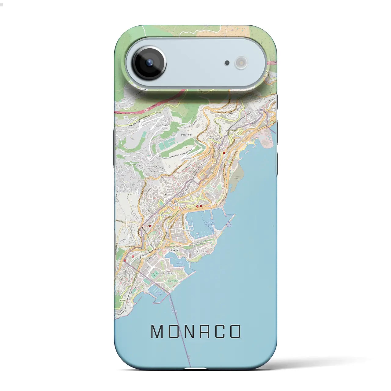【モナコ】地図柄iPhoneケース(バックカバータイプ)ブラック・iPhone 17 Pro Max 用