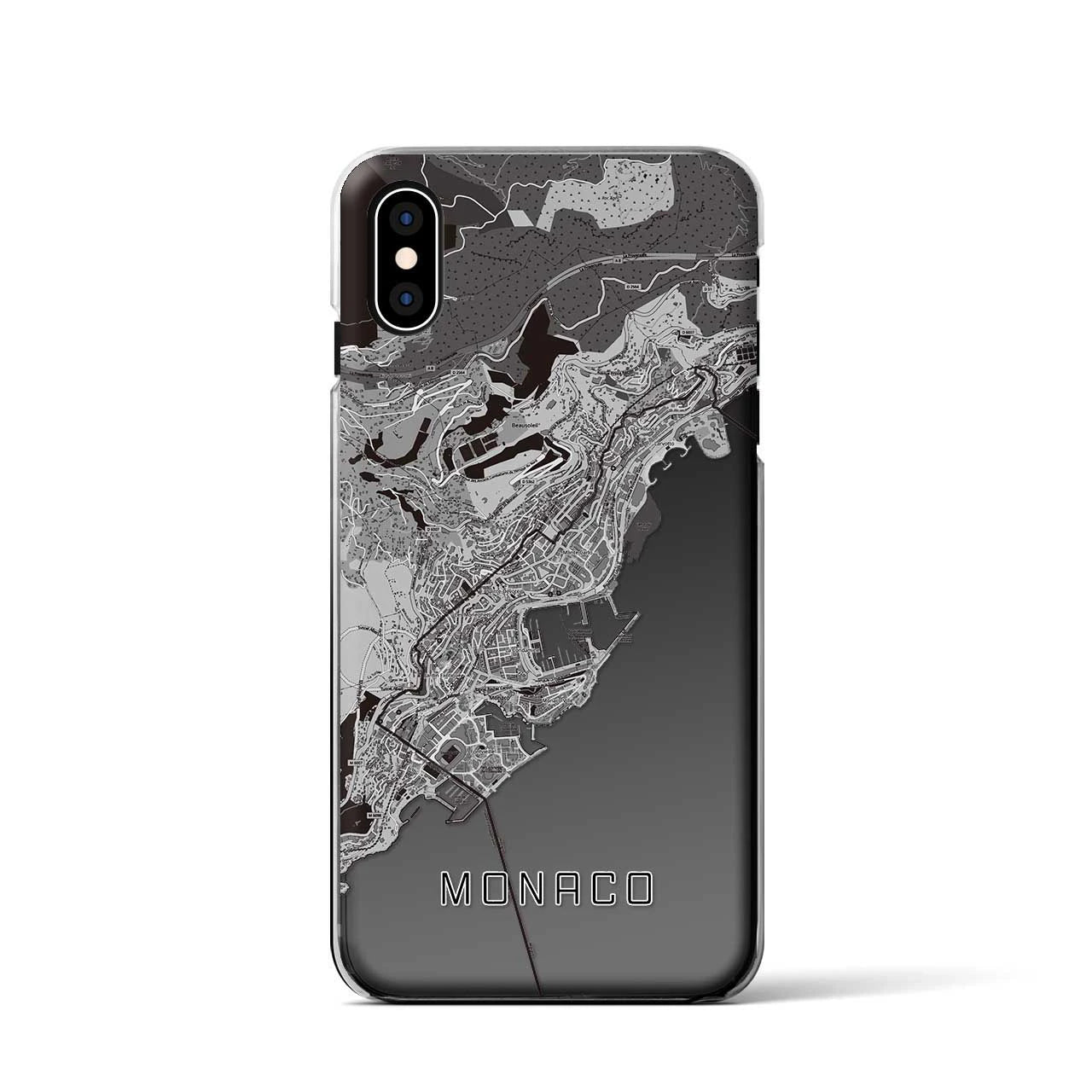 【モナコ】地図柄iPhoneケース(クリアタイプ)モノトーン・iPhone XS / X 用