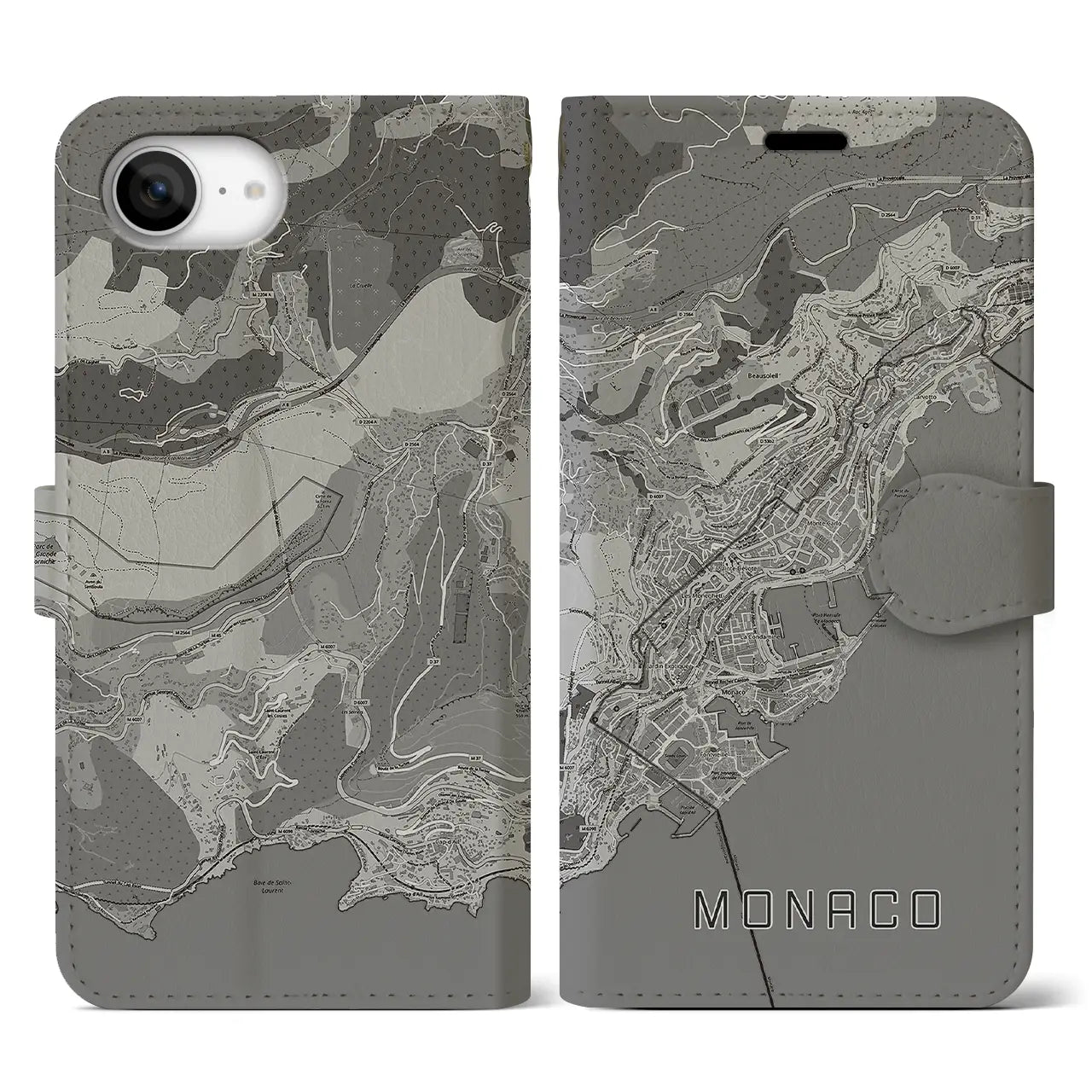 【モナコ】地図柄iPhoneケース(手帳タイプ)