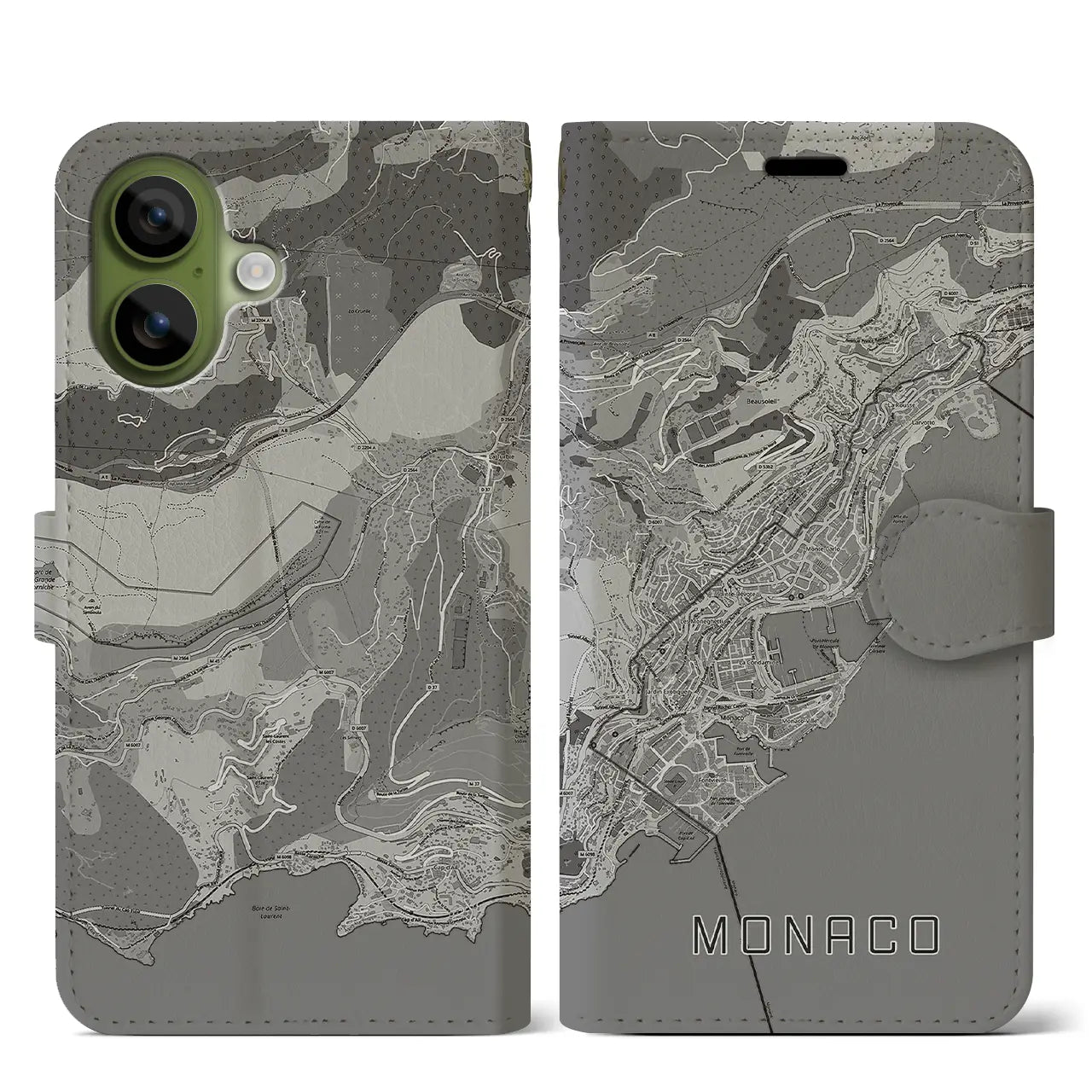 【モナコ】地図柄iPhoneケース(手帳タイプ)