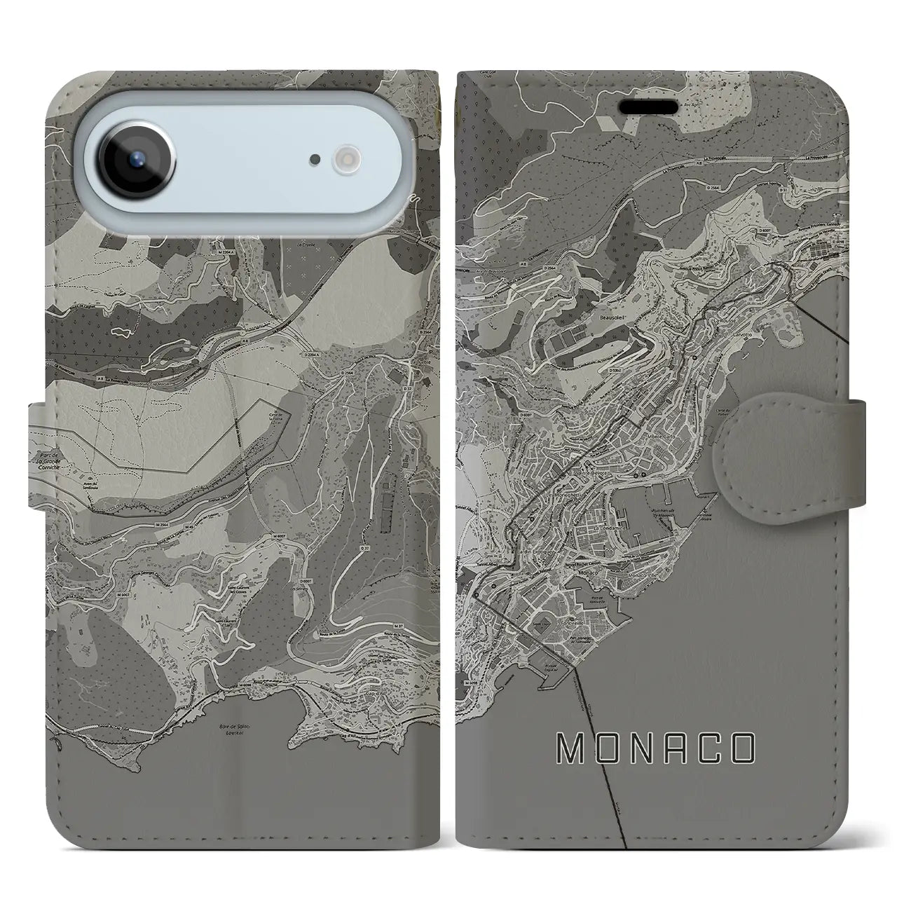 【モナコ】地図柄iPhoneケース(手帳タイプ)