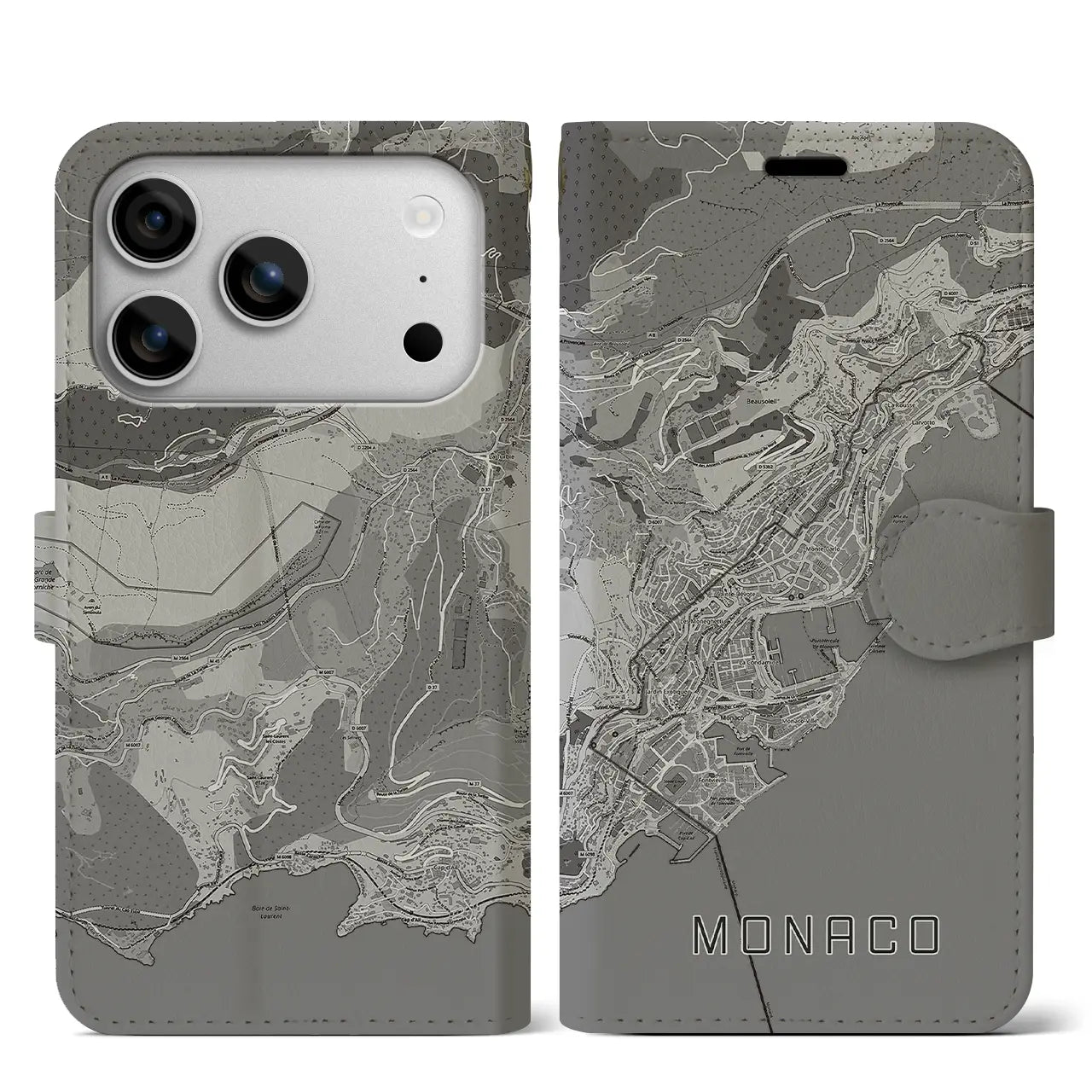 【モナコ】地図柄iPhoneケース(手帳タイプ)