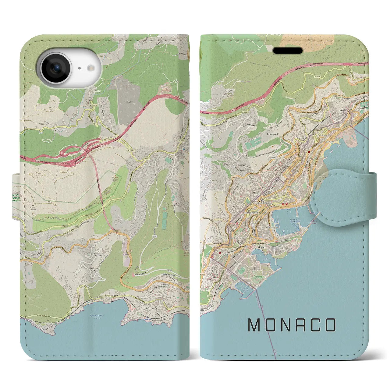 【モナコ】地図柄iPhoneケース(手帳タイプ)