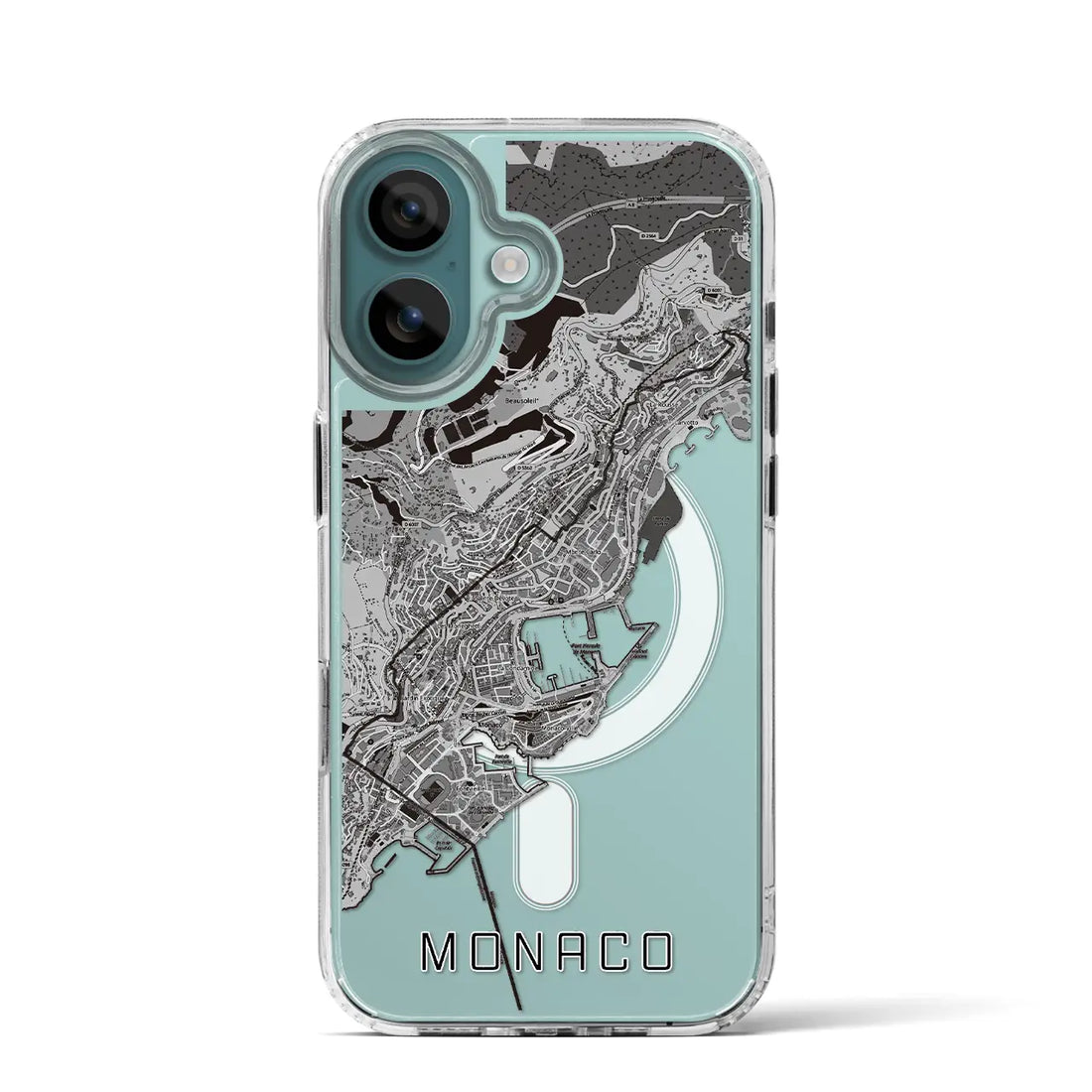 【モナコ】地図柄iPhoneケース(MagSafeタイプ)モノトーン・iPhone 16 Pro 用