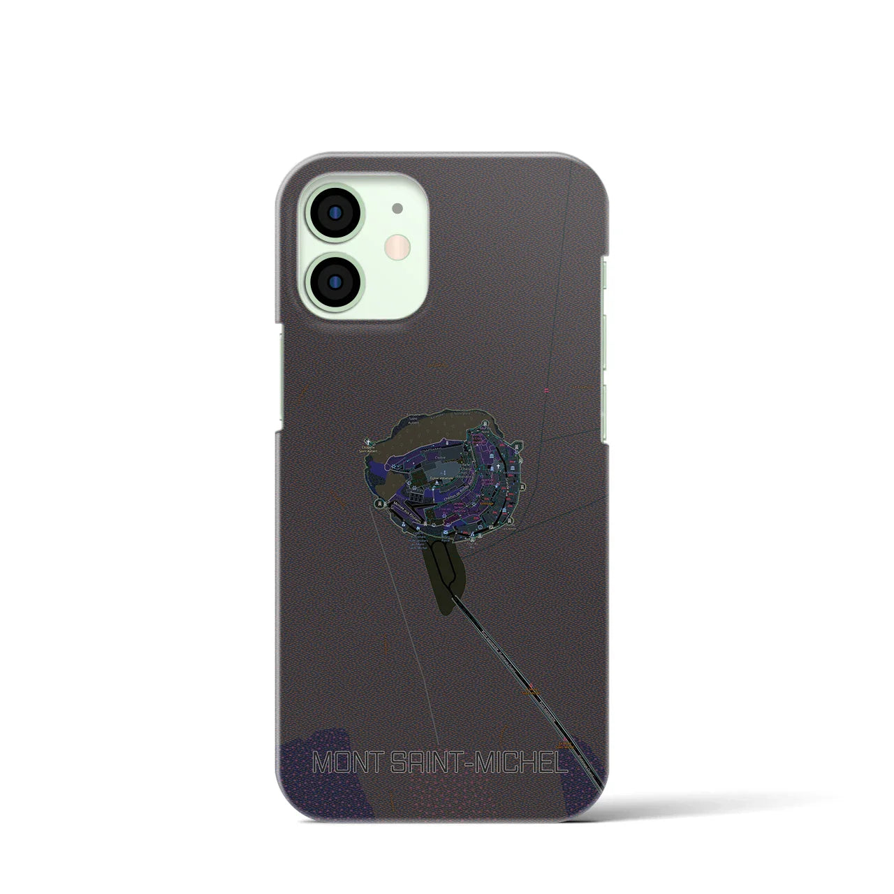 【モン・サン=ミシェル(フランス)】地図柄iPhoneケース(バックカバータイプ)