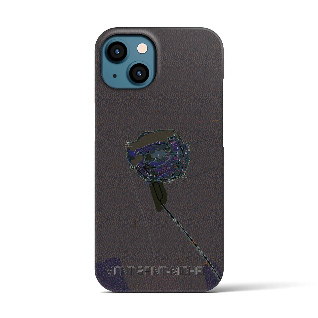 【モン・サン=ミシェル(フランス)】地図柄iPhoneケース(バックカバータイプ)