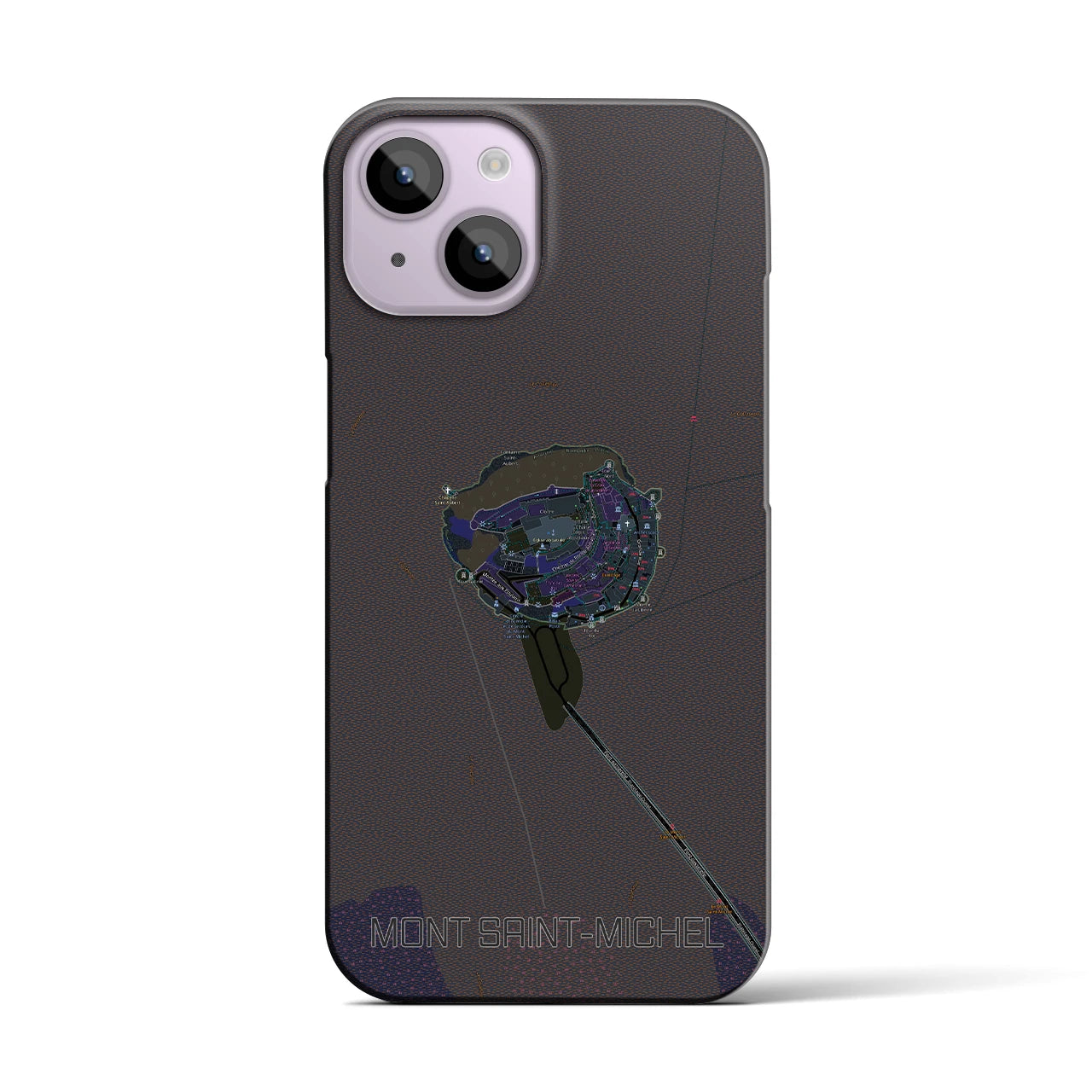 【モン・サン=ミシェル(フランス)】地図柄iPhoneケース(バックカバータイプ)