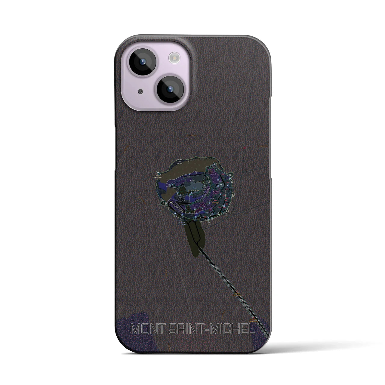 【モン・サン=ミシェル(フランス)】地図柄iPhoneケース(バックカバータイプ)