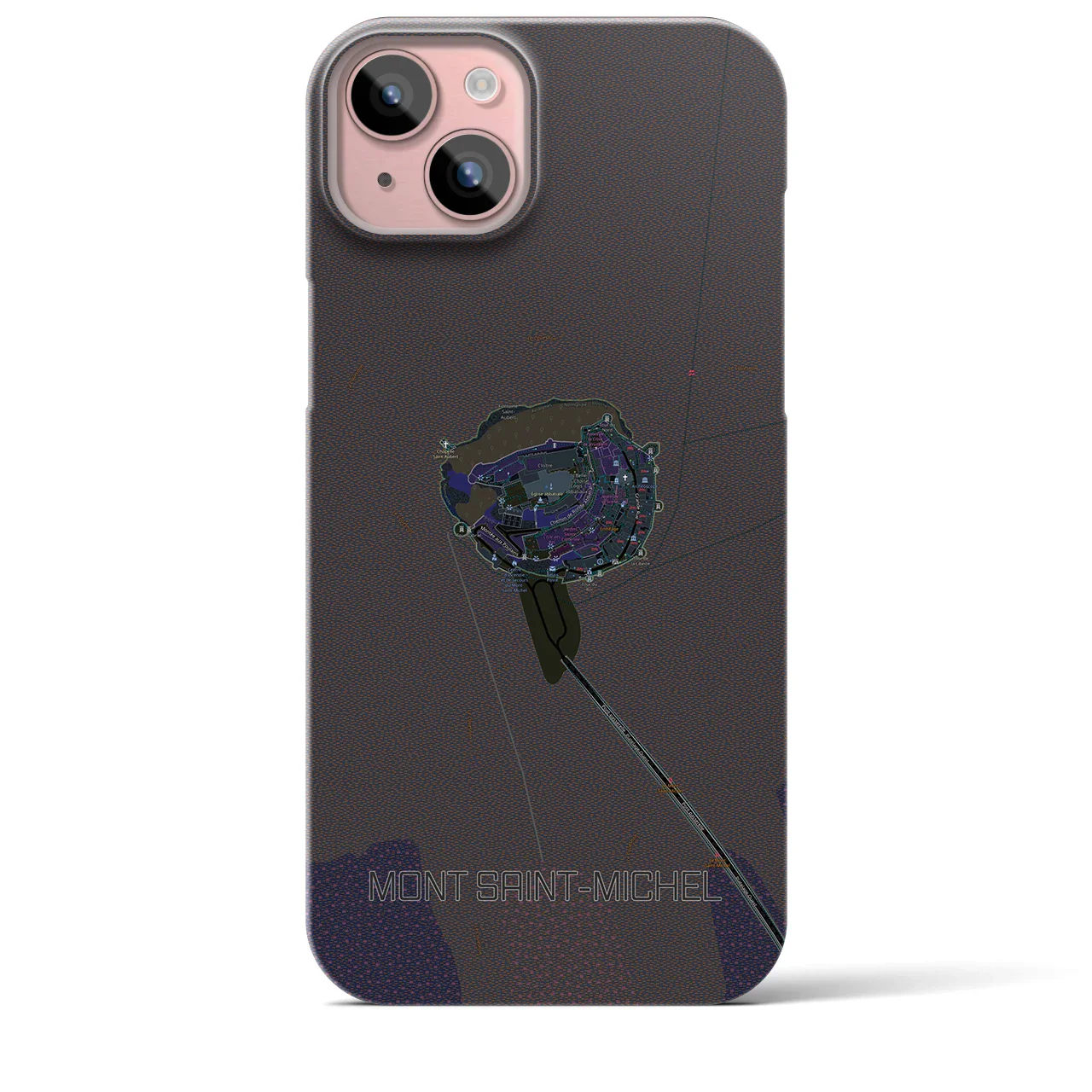 【モン・サン=ミシェル(フランス)】地図柄iPhoneケース(バックカバータイプ)