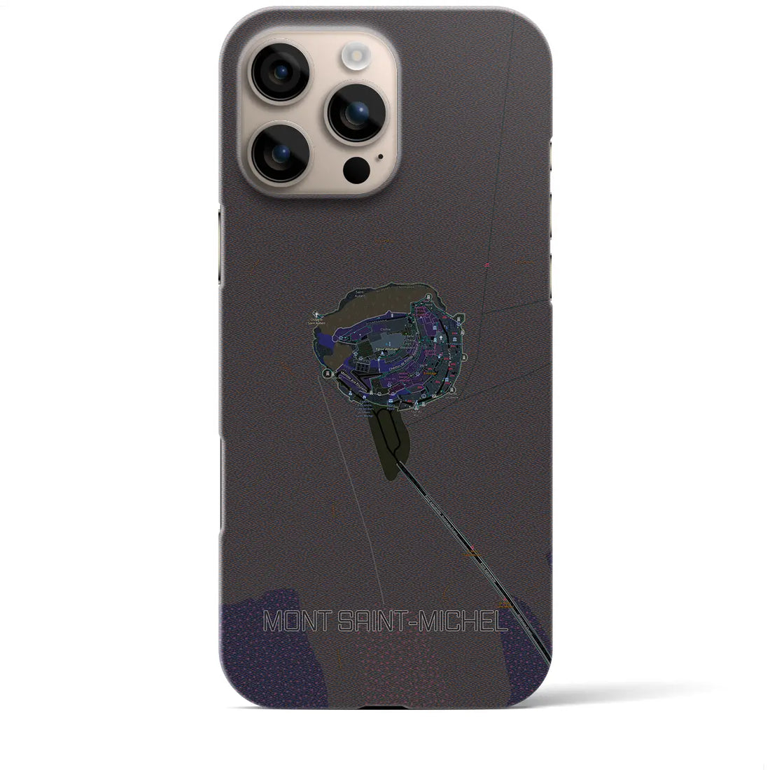 【モン・サン=ミシェル(フランス)】地図柄iPhoneケース(バックカバータイプ)