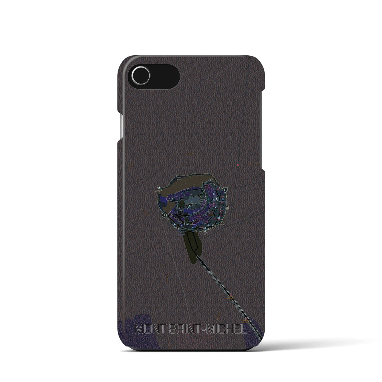 【モン・サン=ミシェル(フランス)】地図柄iPhoneケース(バックカバータイプ)