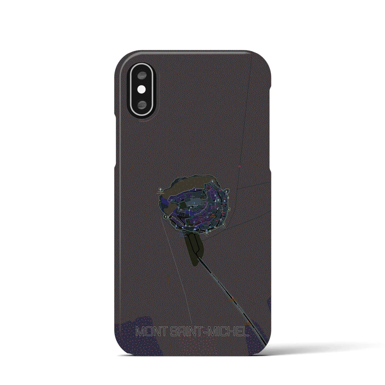 【モン・サン=ミシェル(フランス)】地図柄iPhoneケース(バックカバータイプ)