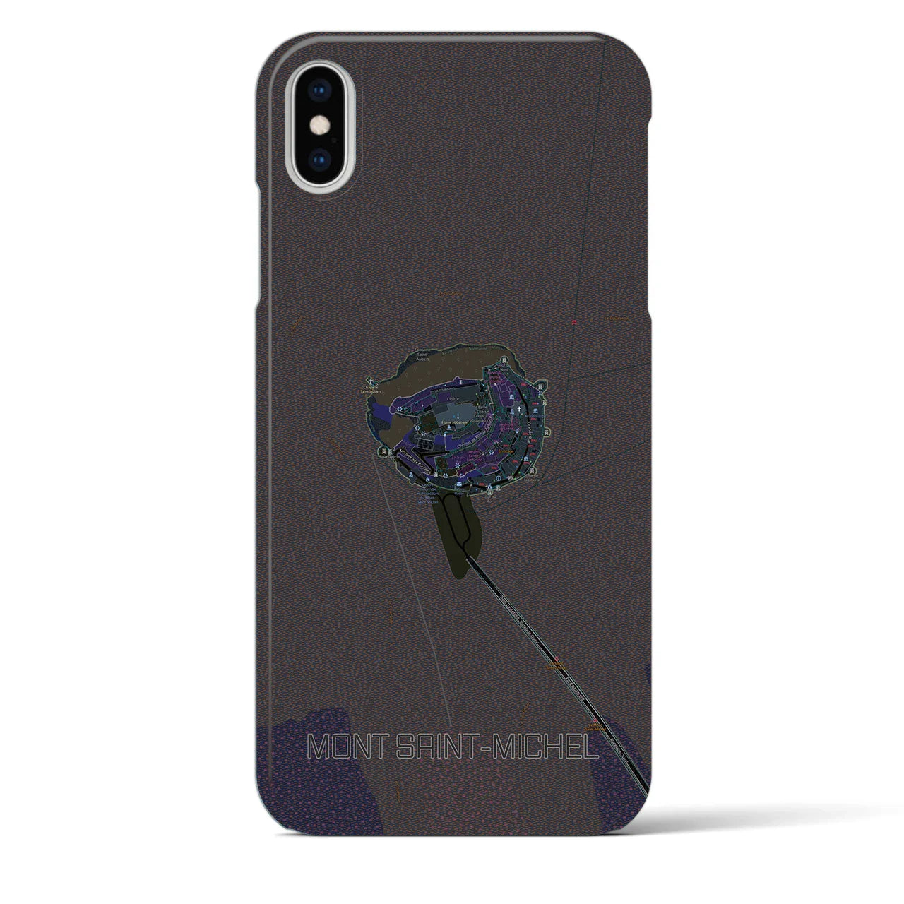 【モン・サン=ミシェル(フランス)】地図柄iPhoneケース(バックカバータイプ)