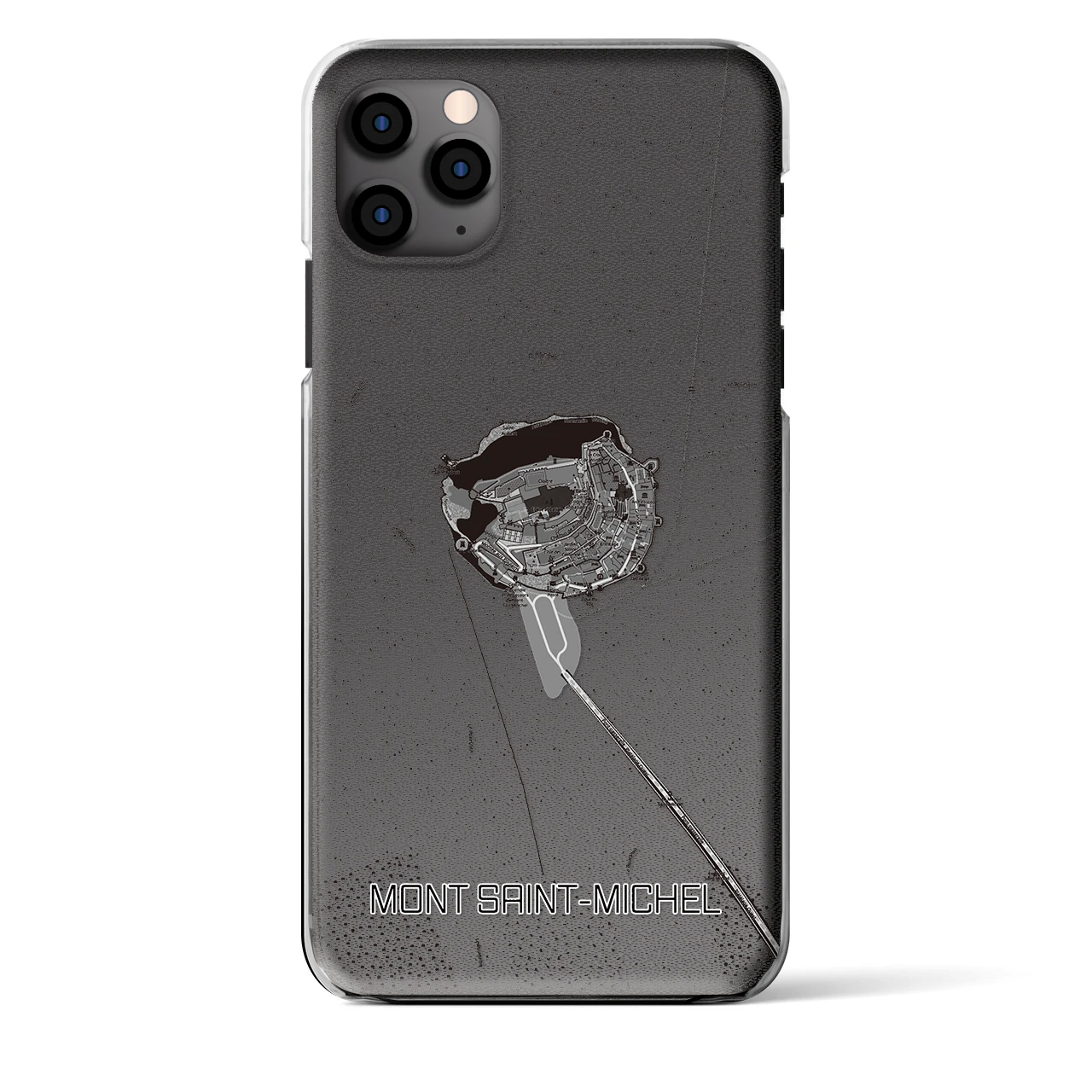 【モン・サン=ミシェル(フランス)】地図柄iPhoneケース(クリアタイプ)モノトーン・iPhone 11 Pro Max 用