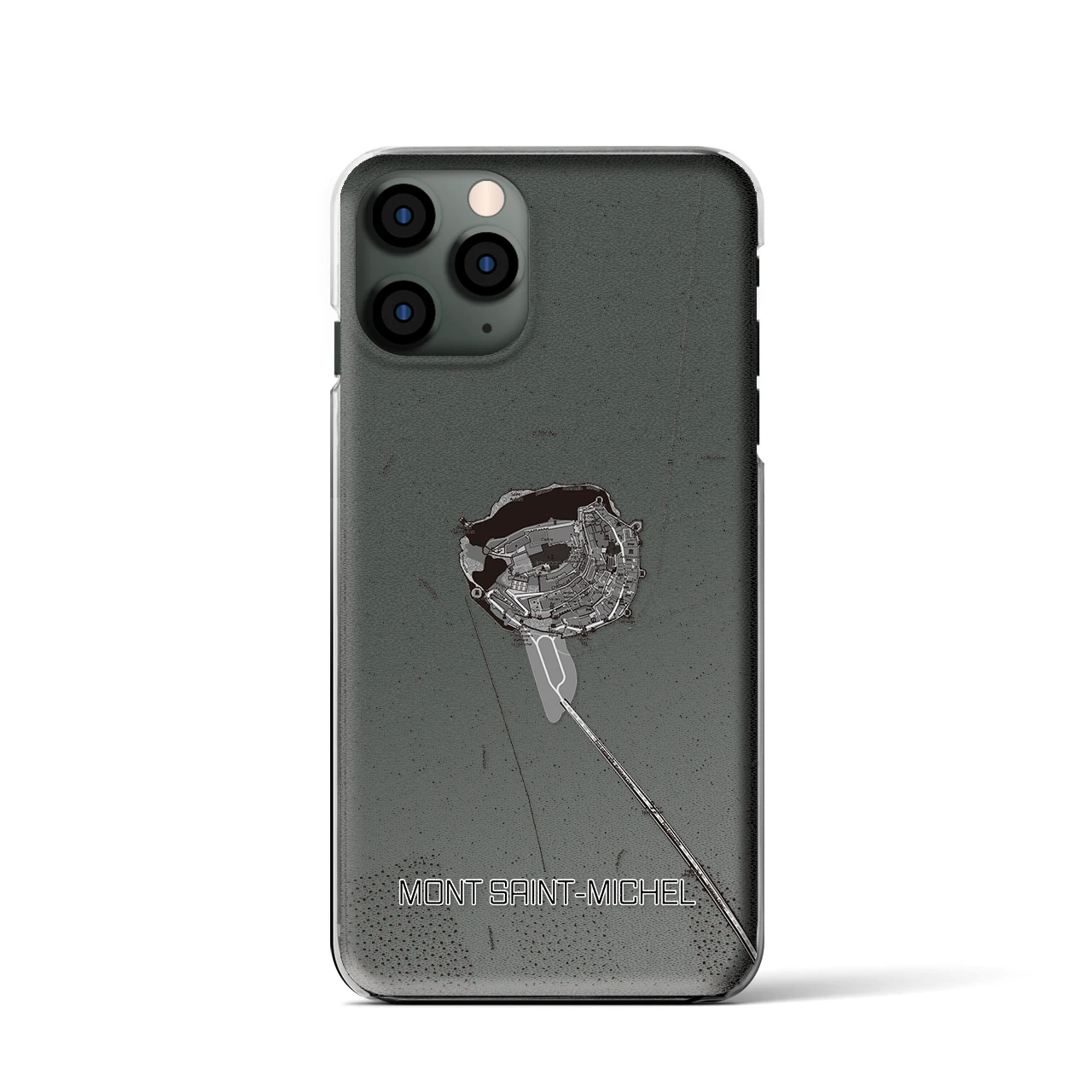 【モン・サン=ミシェル(フランス)】地図柄iPhoneケース(クリアタイプ)モノトーン・iPhone 11 Pro 用