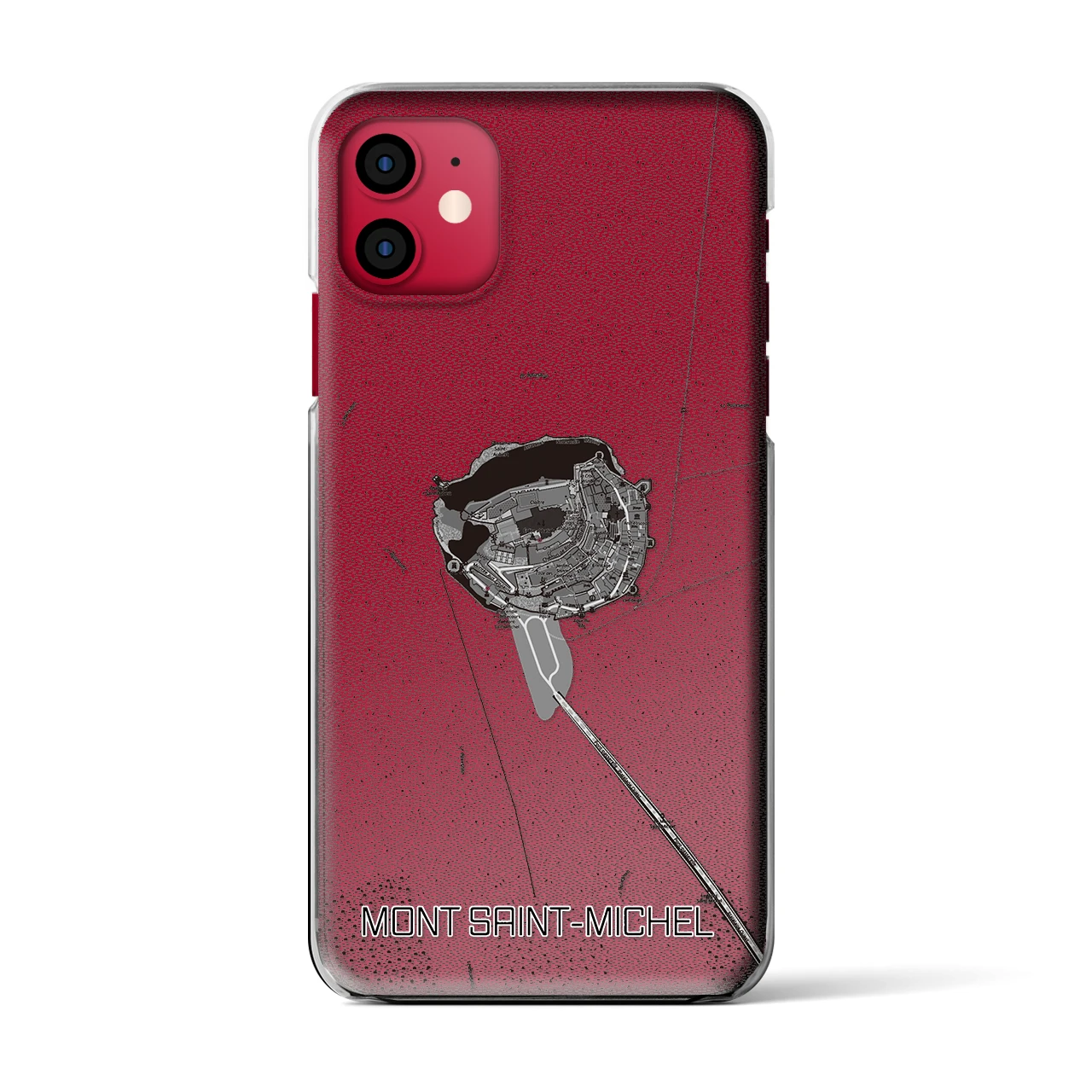 【モン・サン=ミシェル(フランス)】地図柄iPhoneケース(クリアタイプ)モノトーン・iPhone 11 用
