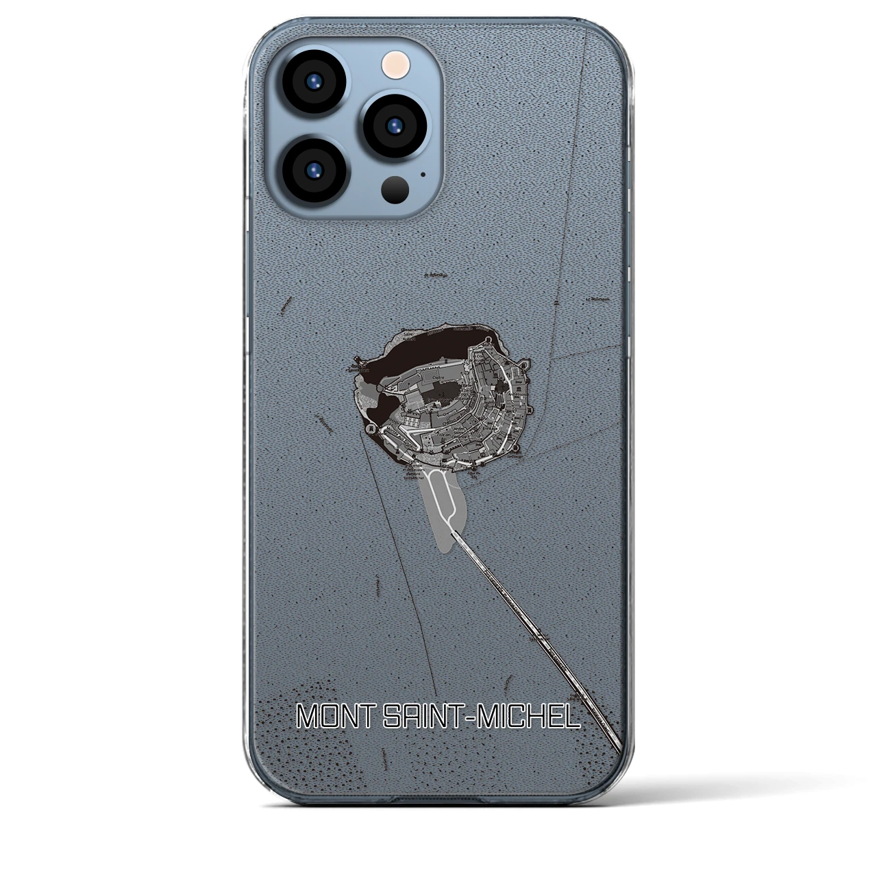 【モン・サン=ミシェル(フランス)】地図柄iPhoneケース(クリアタイプ)モノトーン・iPhone 13 Pro Max 用