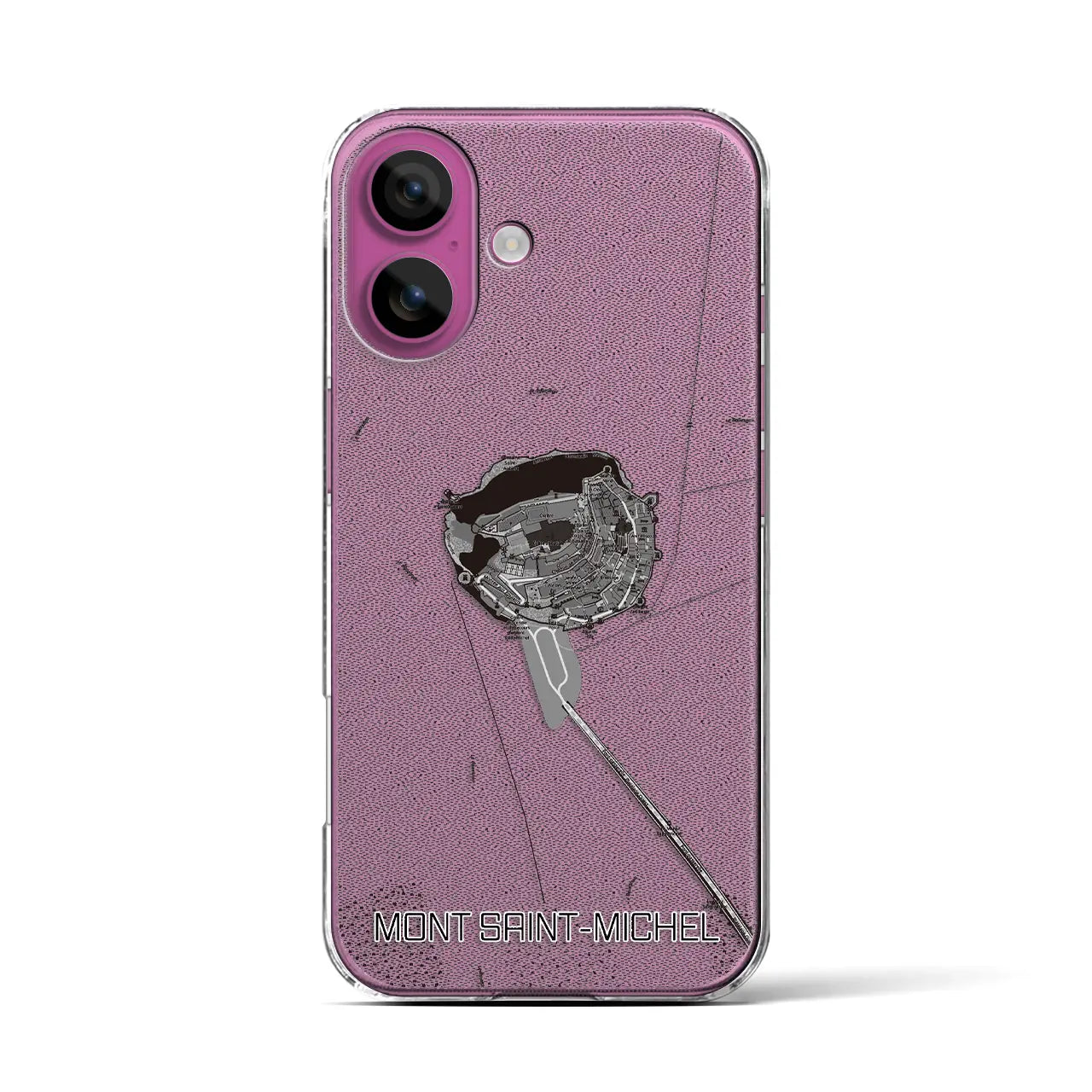 【モン・サン=ミシェル(フランス)】地図柄iPhoneケース(クリアタイプ)モノトーン・iPhone 16 Pro 用
